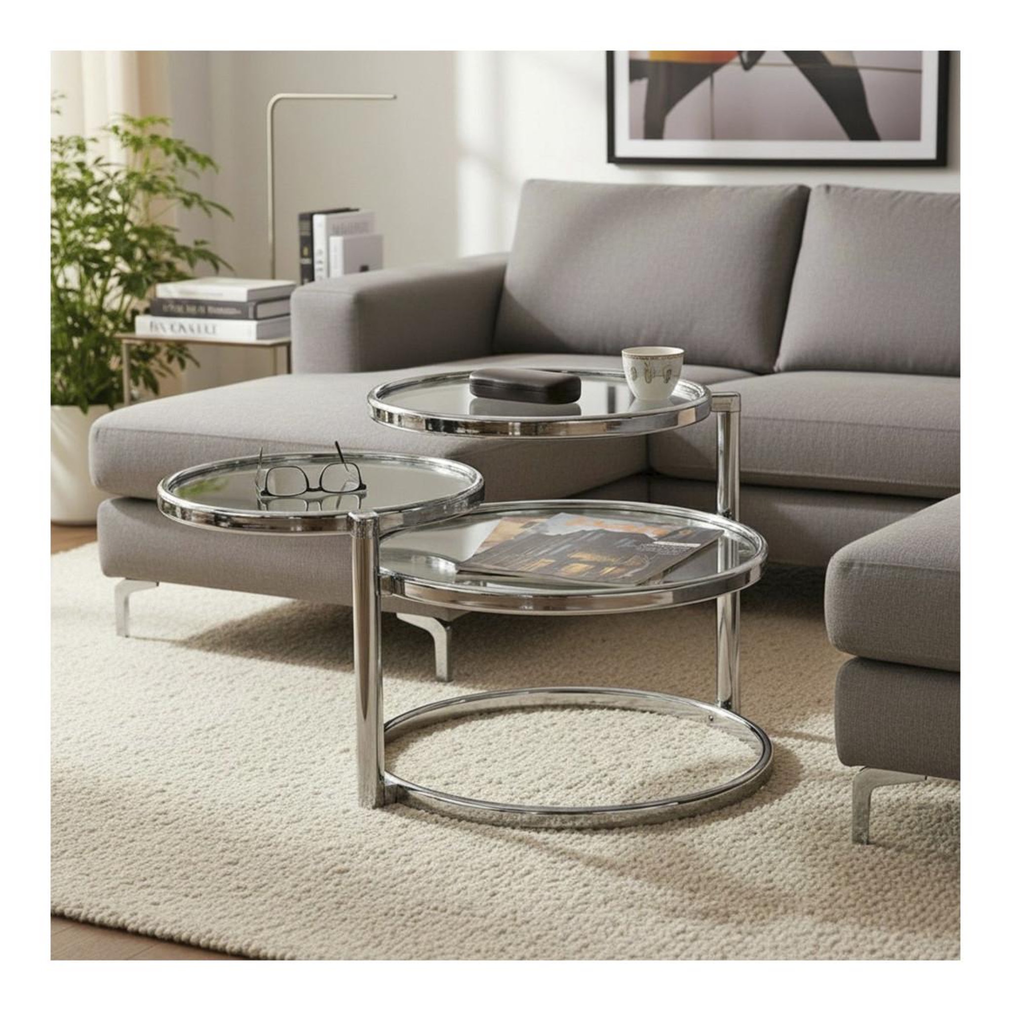 Voir la diapositive 2 : Paris Prix Table basse en verre  blaise  140cm argent