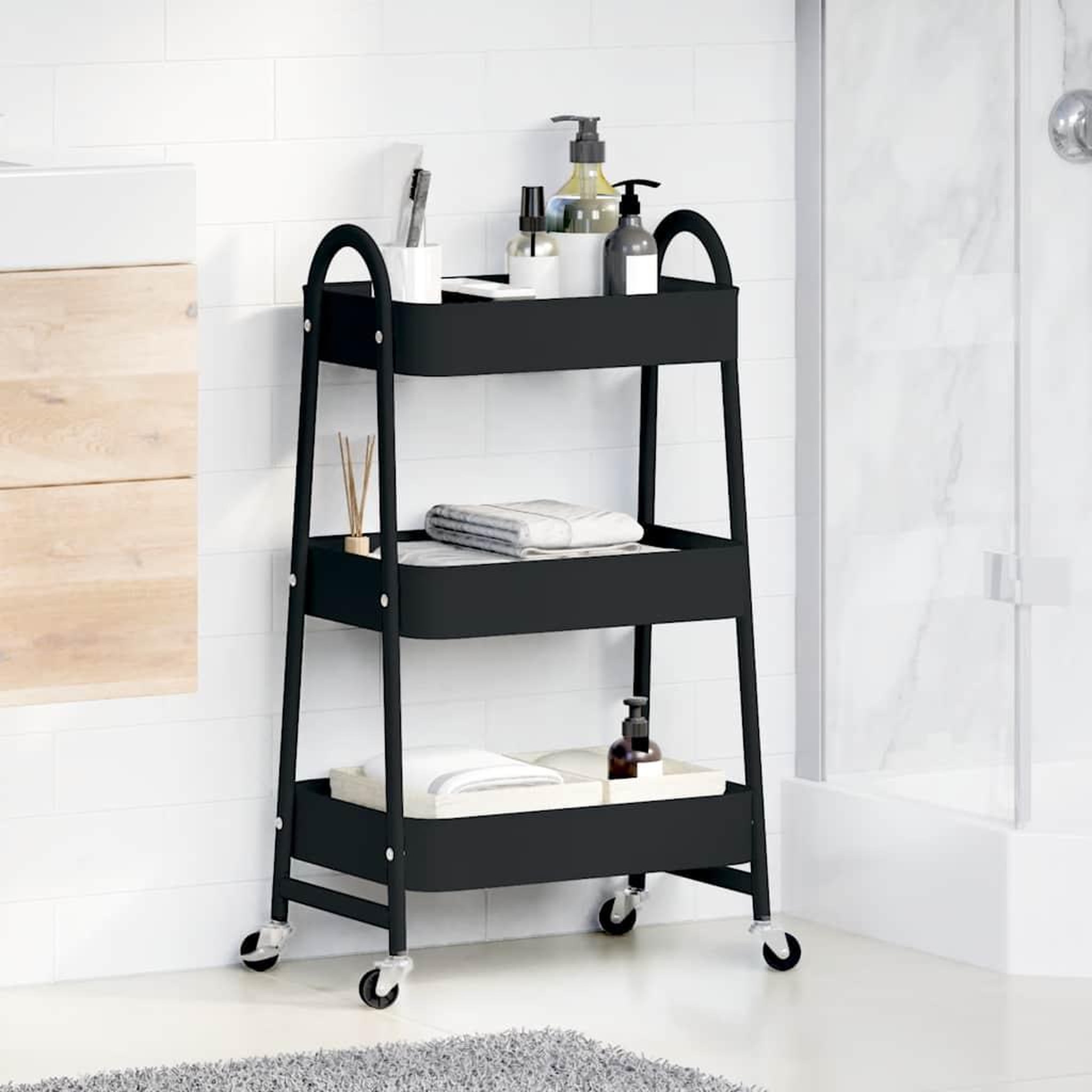 Voir la diapositive 3 : VIDAXL Chariot de rangement a 3 niveaux noir 42x41,5x77 cm acier
