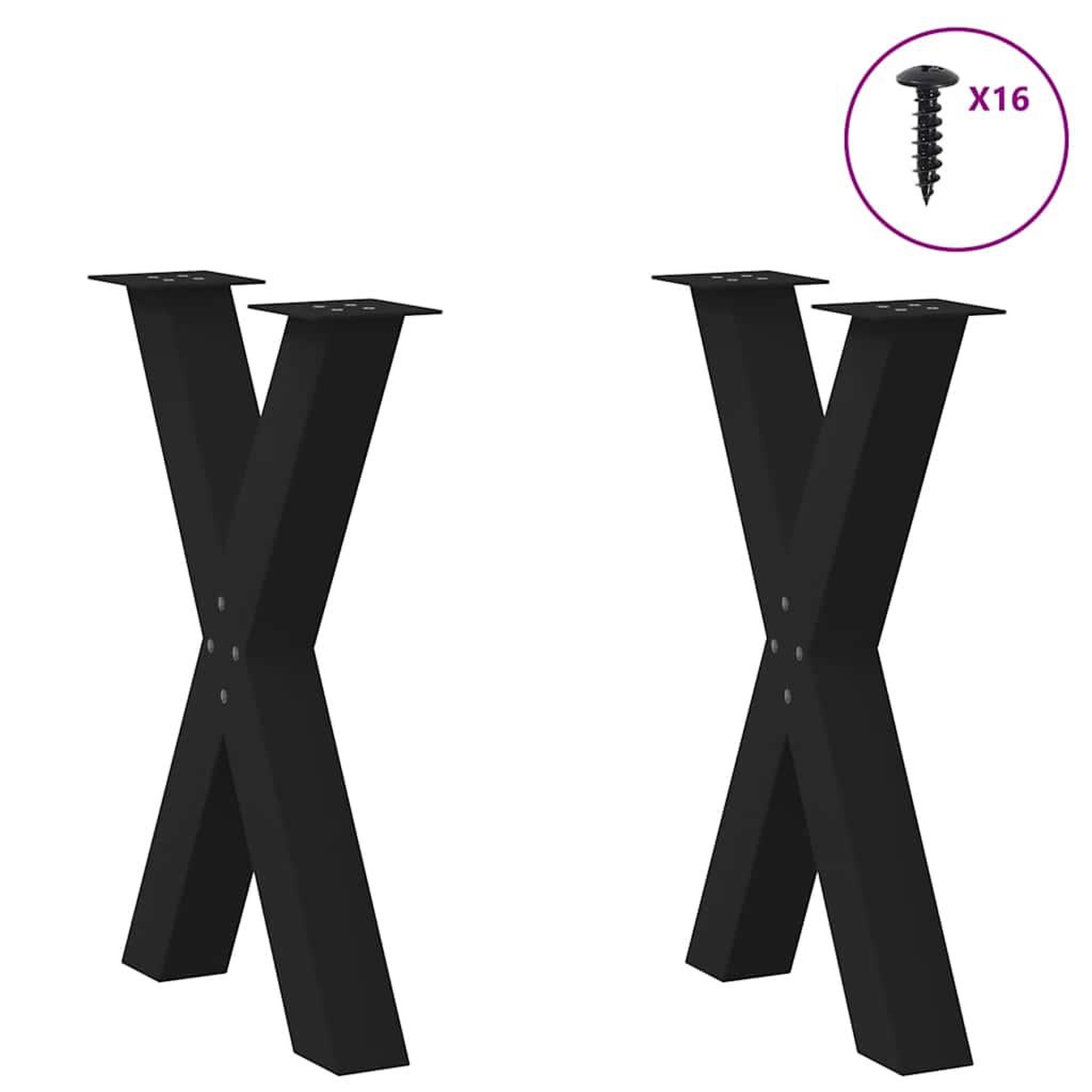 Voir la diapositive 3 : VIDAXL Pieds de table a manger forme de X 2 pcs noir 50x(72-73) cm