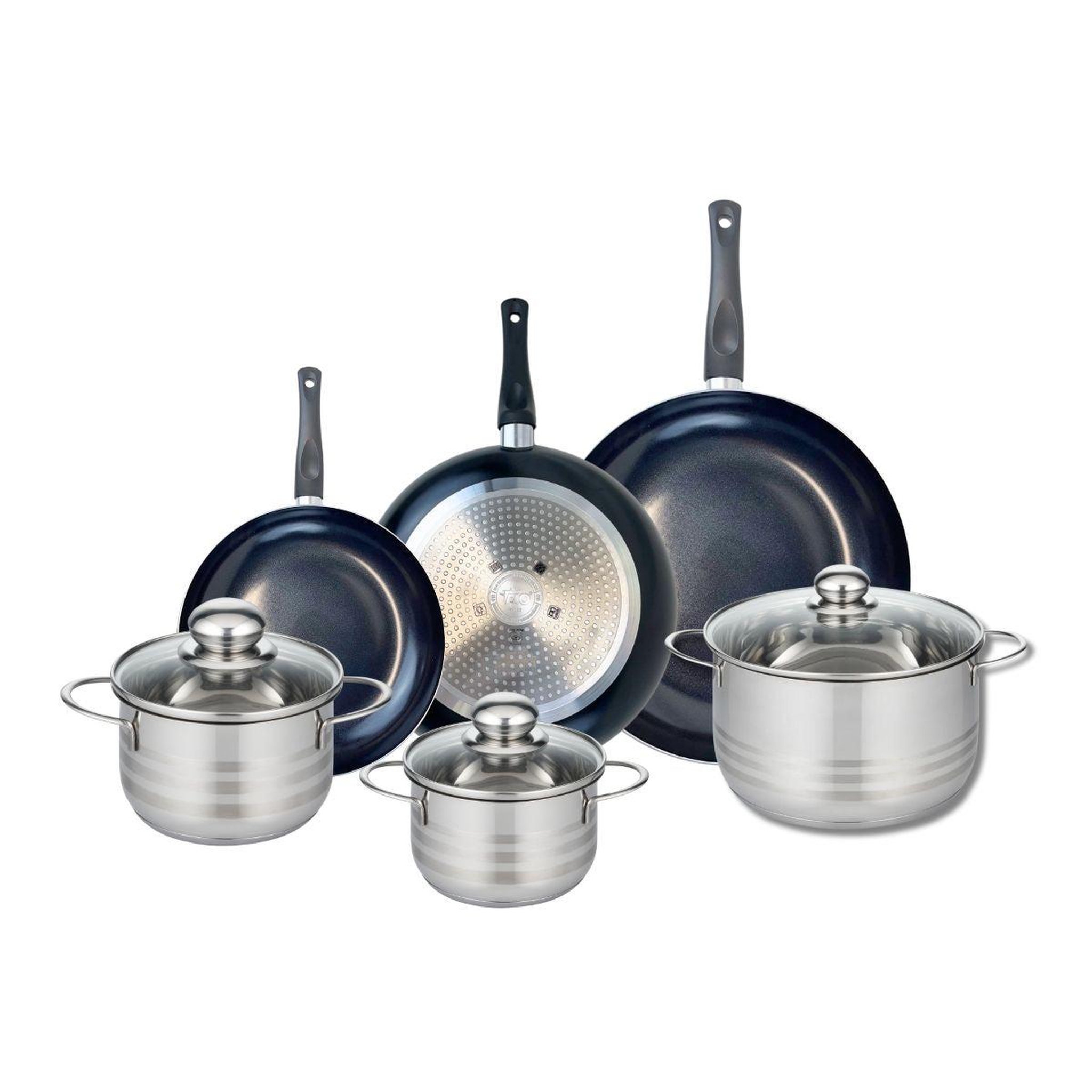 ELO Ensemble de 3 poêles de cuisson 20, 24 et 28 cm et 3 faitouts 14, 16 et 20 cm elo prima brillant