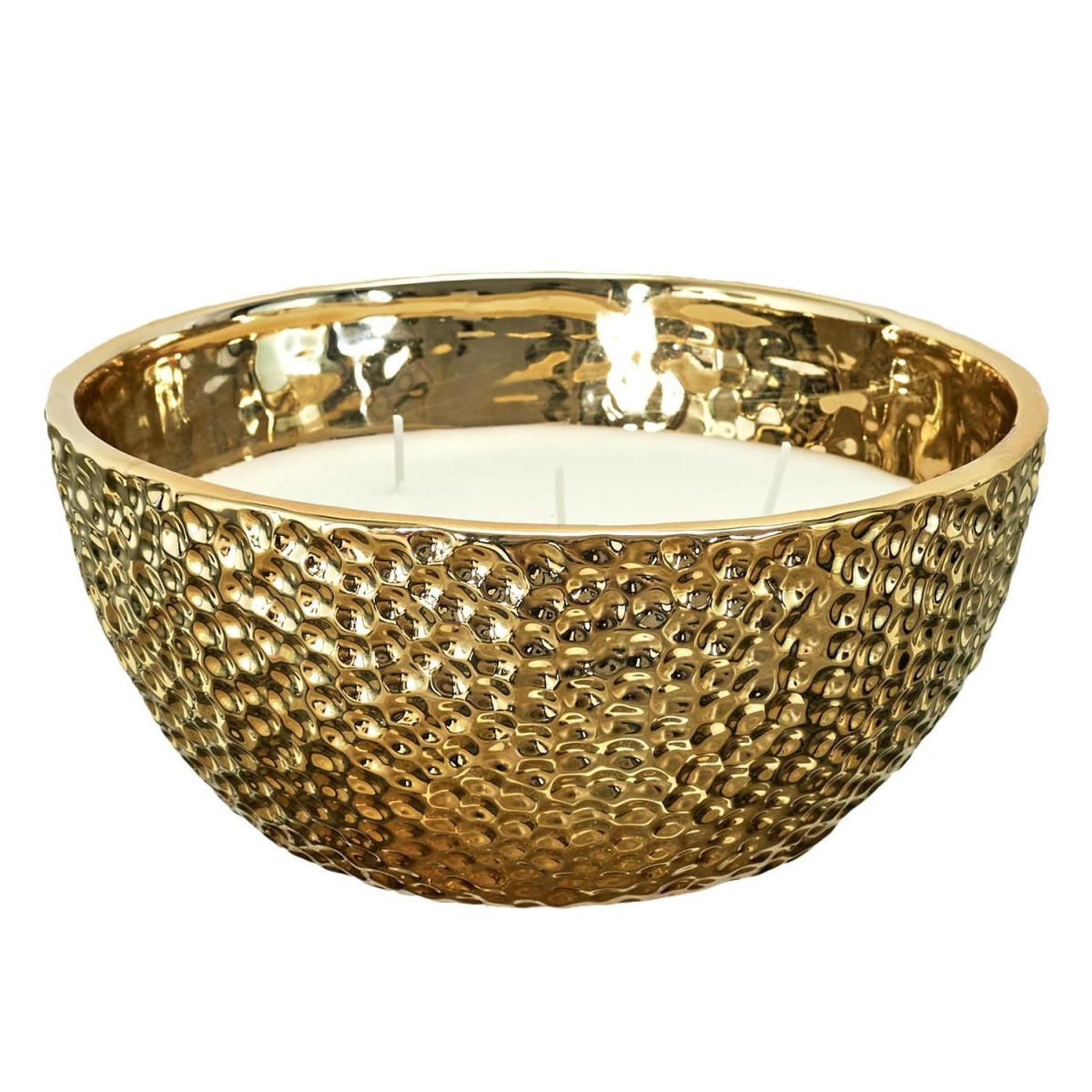 The Home Deco Factory Bougie parfumée 5 mèches  martelé or  21cm ambre
