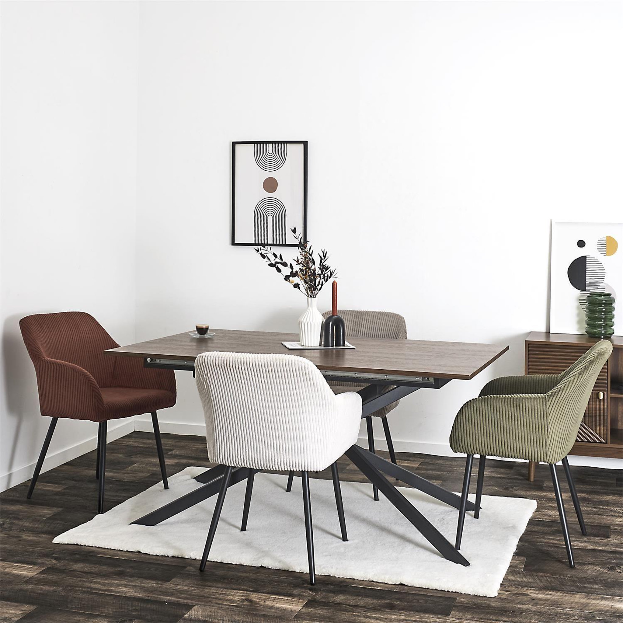 Voir la diapositive 3 : TOILINUX Lot de 2 fauteuils en tissu côtelé drammen - terracotta
