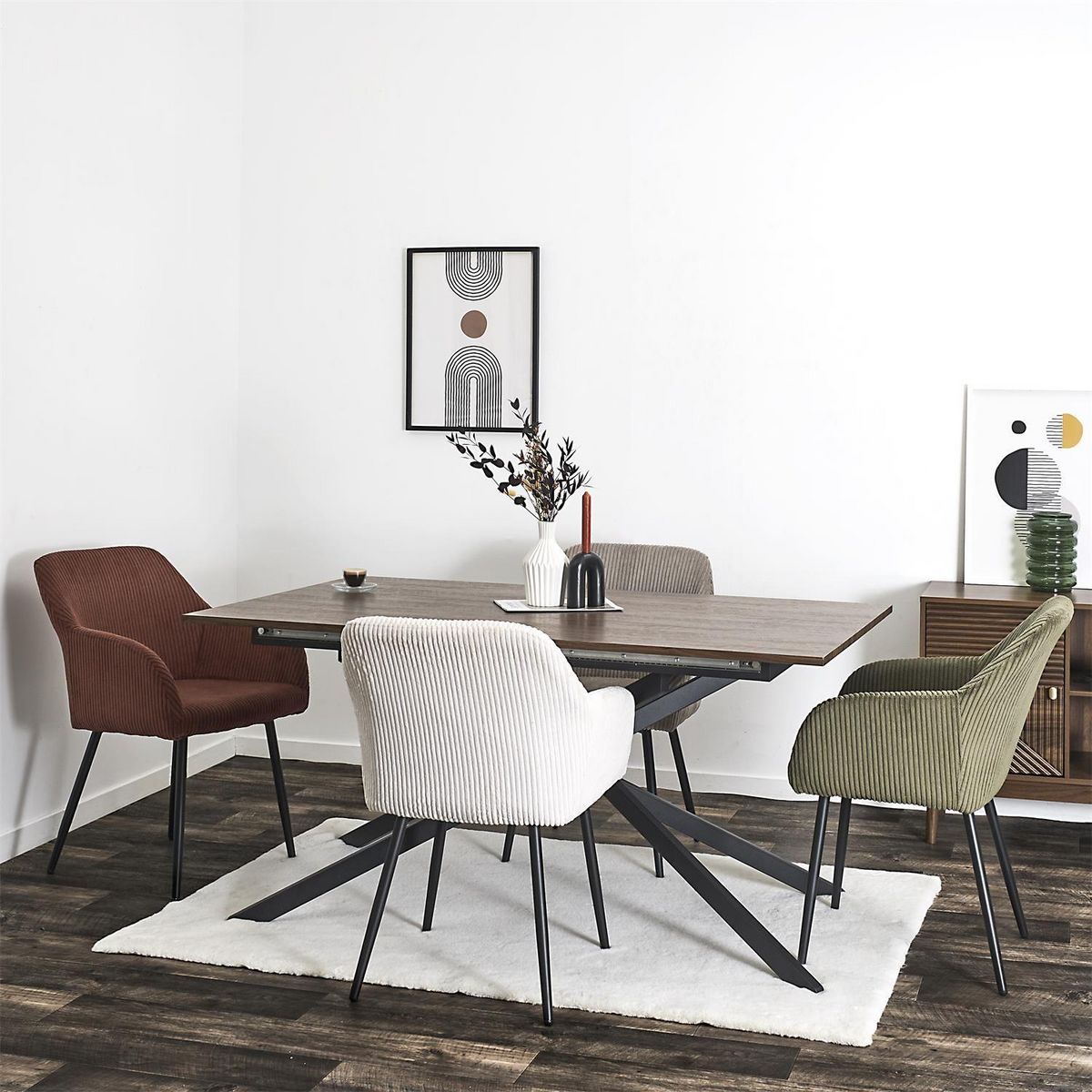 TOILINUX Lot de 2 fauteuils en tissu côtelé DRAMMEN - Terracotta