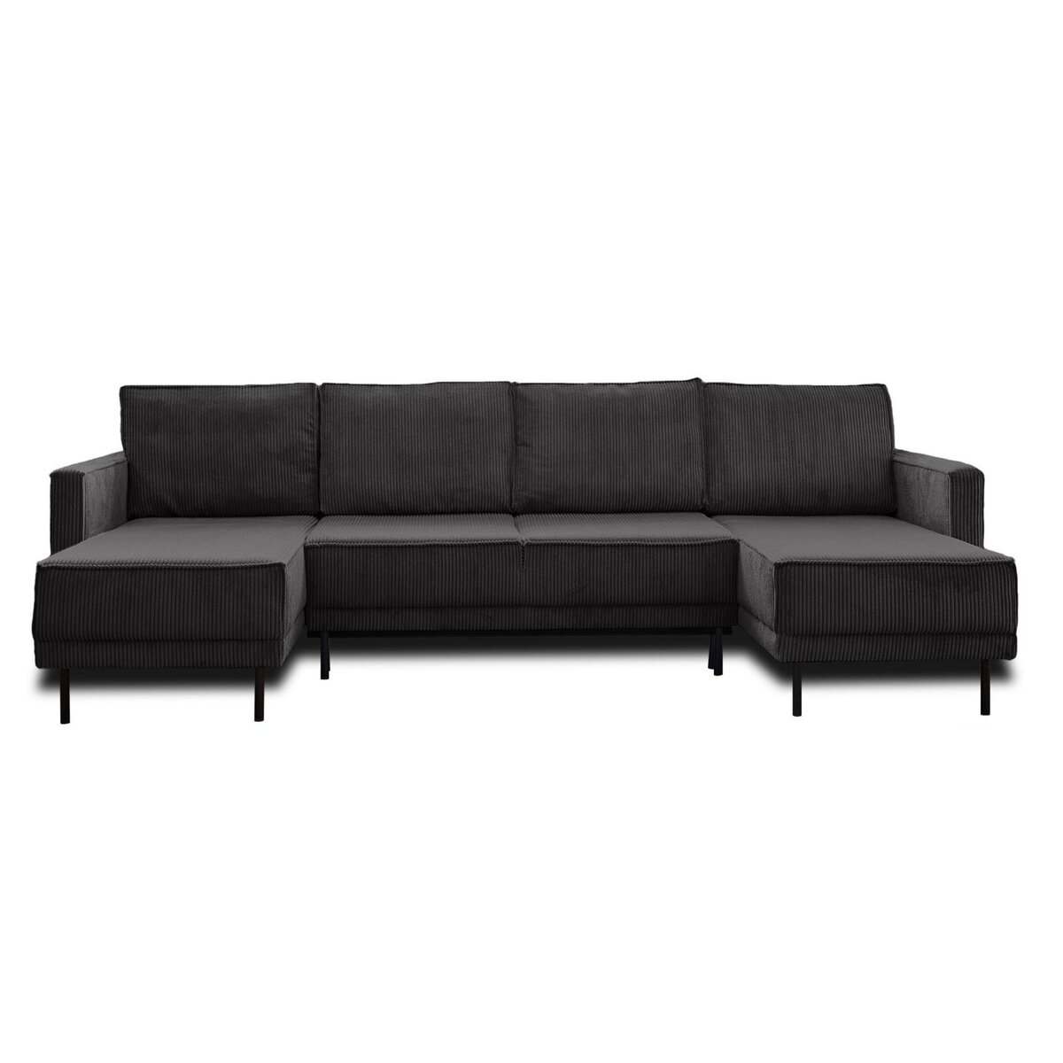 LISA DESIGN Charlie - canapé panoramique en u - 7 places - convertible avec coffre - en velours côtelé