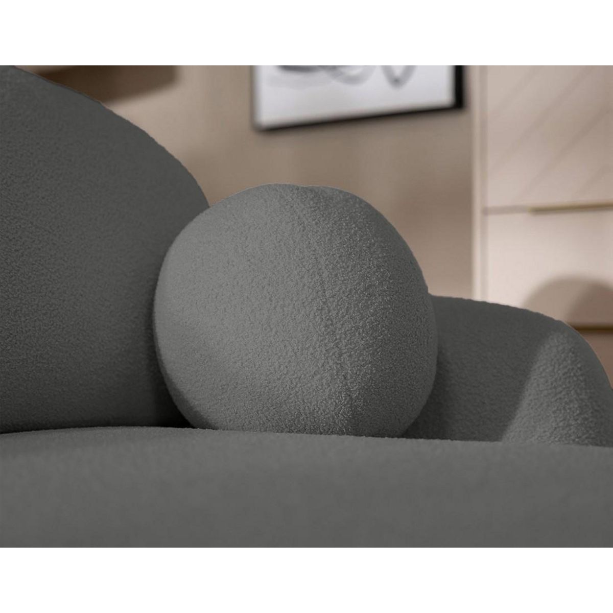 BEST MOBILIER Berenice - canapé d'angle gauche 4 places convertible avec coffre en tissu bouclette