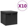 Voir la diapositive 1 : VIDAXL Boîtes de rangement avec couvercles 10 pcs 28x28x28 cm Noir