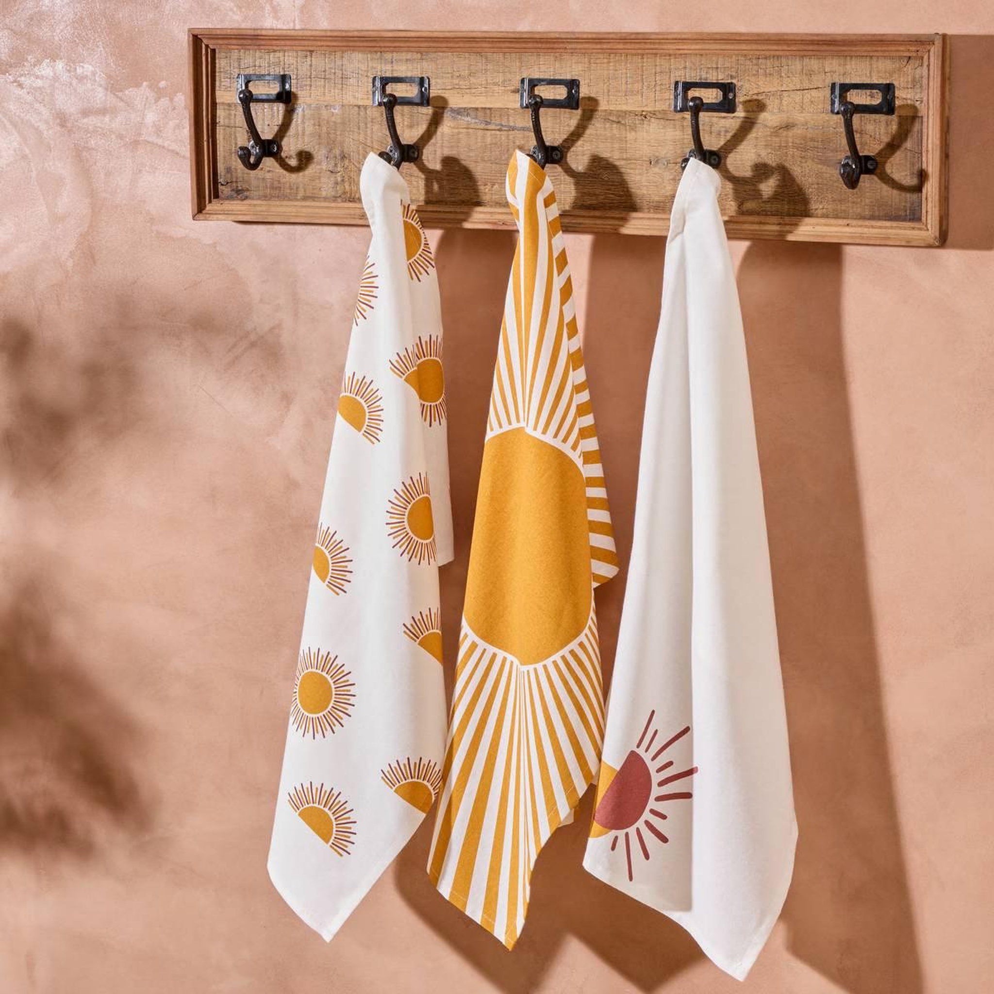 Voir la diapositive 5 : ATMOSPHERA Lot de 3 torchons de cuisine  solaris  45x70cm ocre