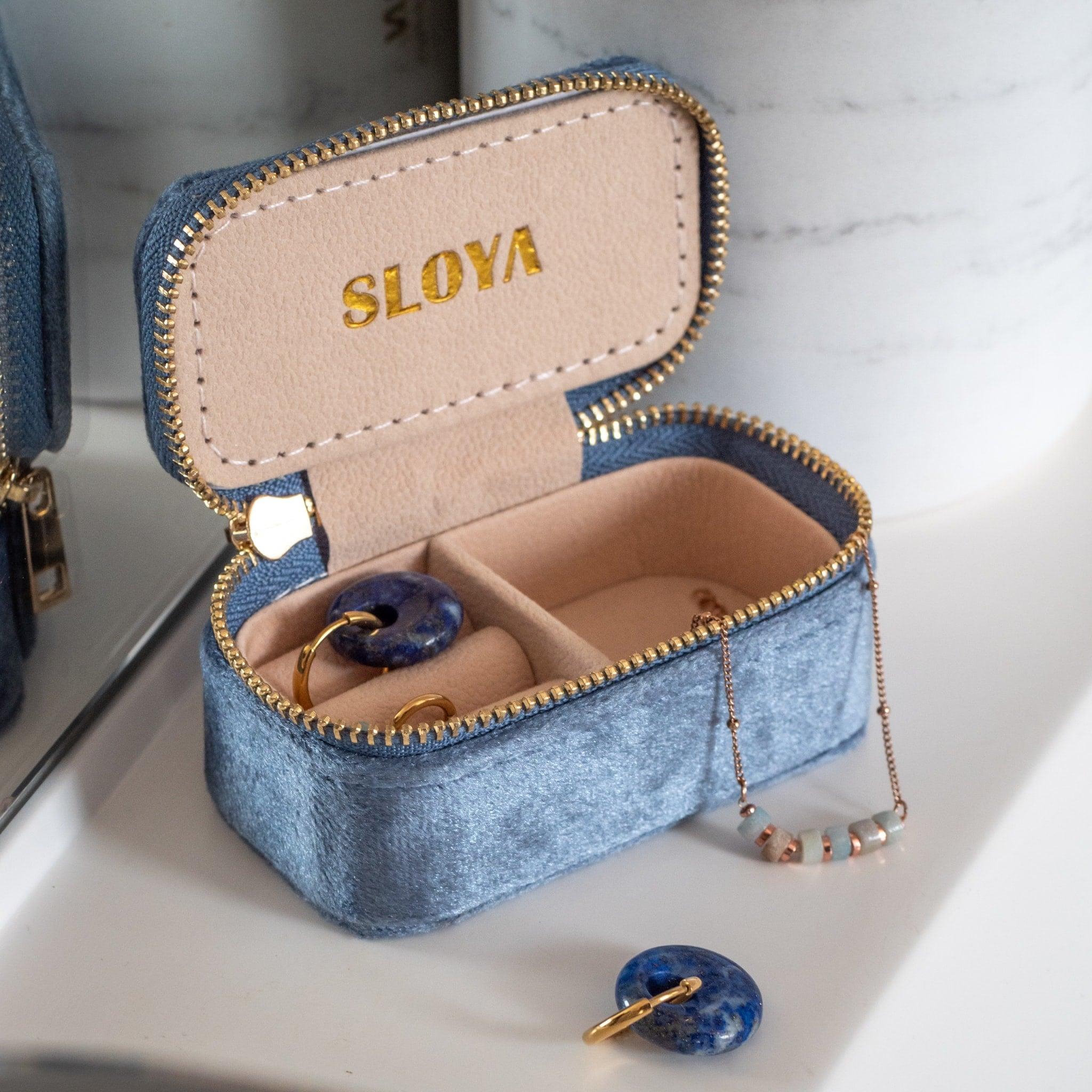 Voir la diapositive 3 : SLOYA Mini boîte à bijoux velours bleu horizon