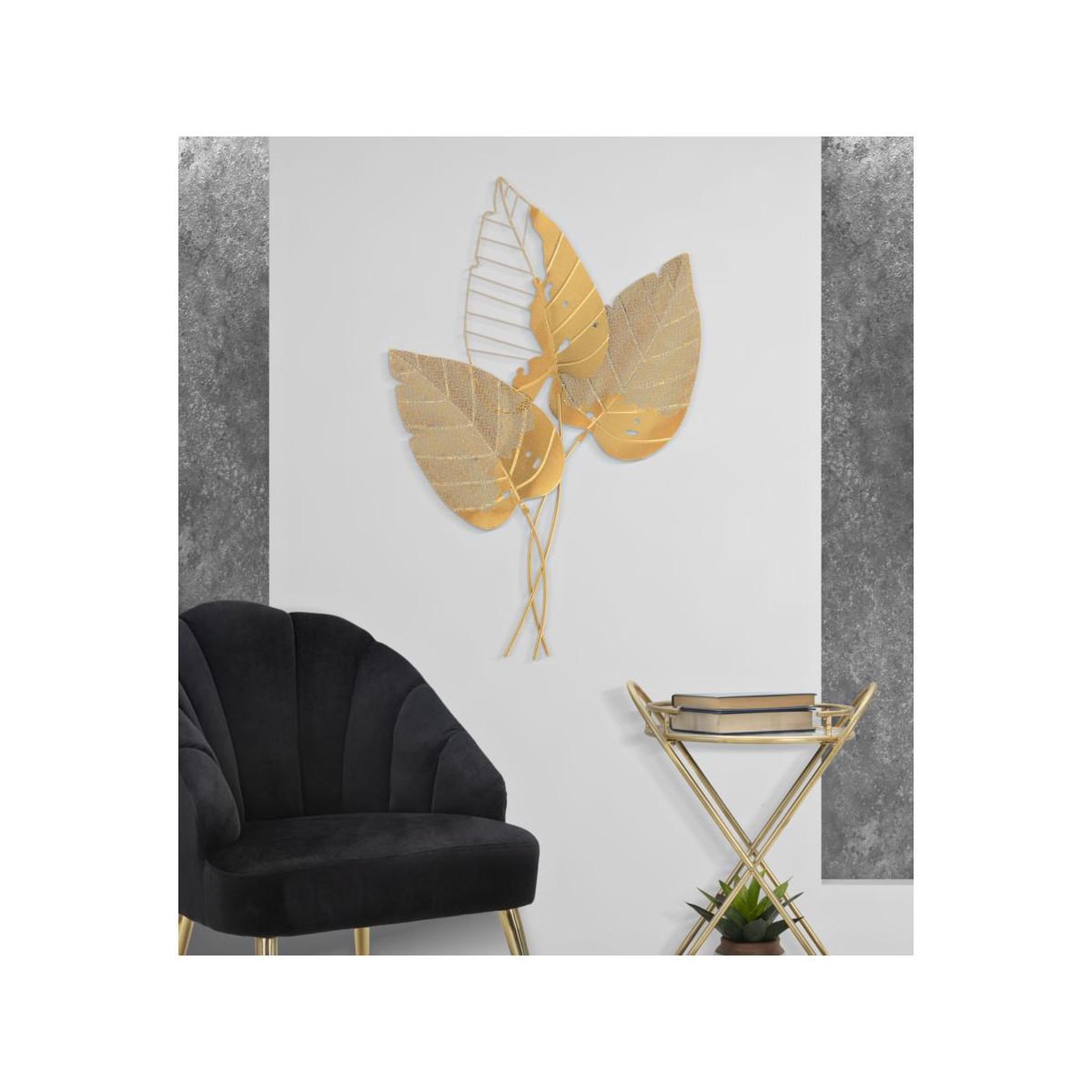 Voir la diapositive 5 : Paris Prix Décoration murale en métal  autumn leaf  84cm or