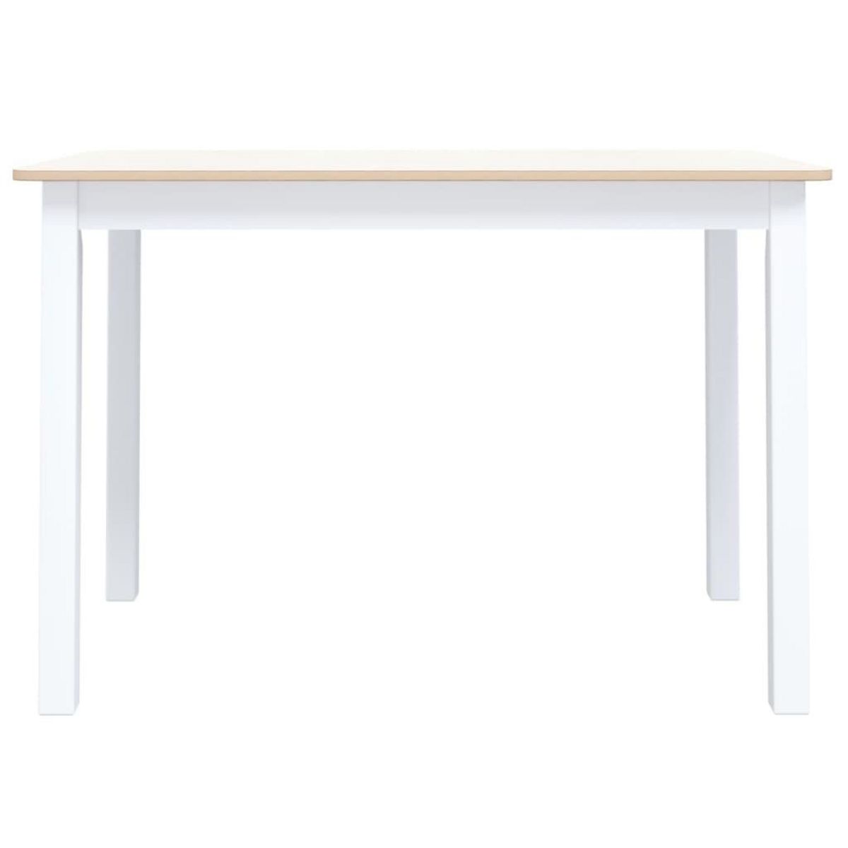 VIDAXL Table a manger Blanc et marron 114x71x75 cm Bois d'hevea massif