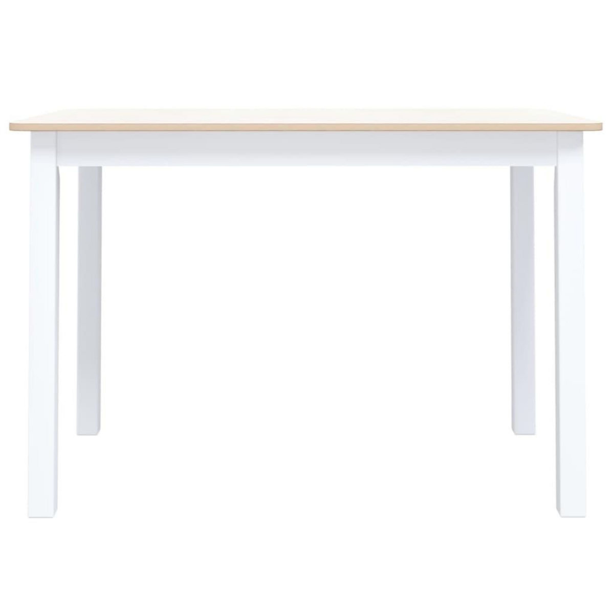 VIDAXL Table a manger Blanc et marron 114x71x75 cm Bois d'hevea massif