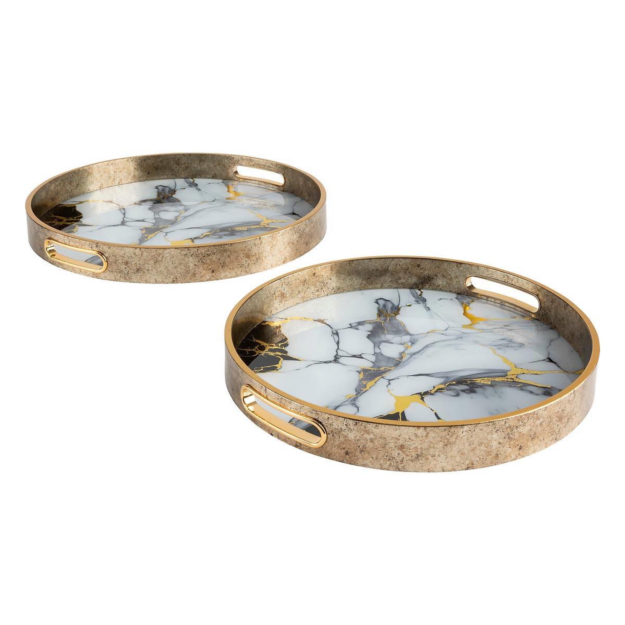 ATMOSPHERA Lot de 2 plateaux déco  inaya  35cm doré