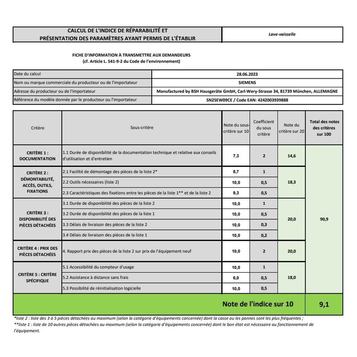 Siemens Lave-vaisselle 60cm 14 couverts 40db blanc - SN25EW09CE