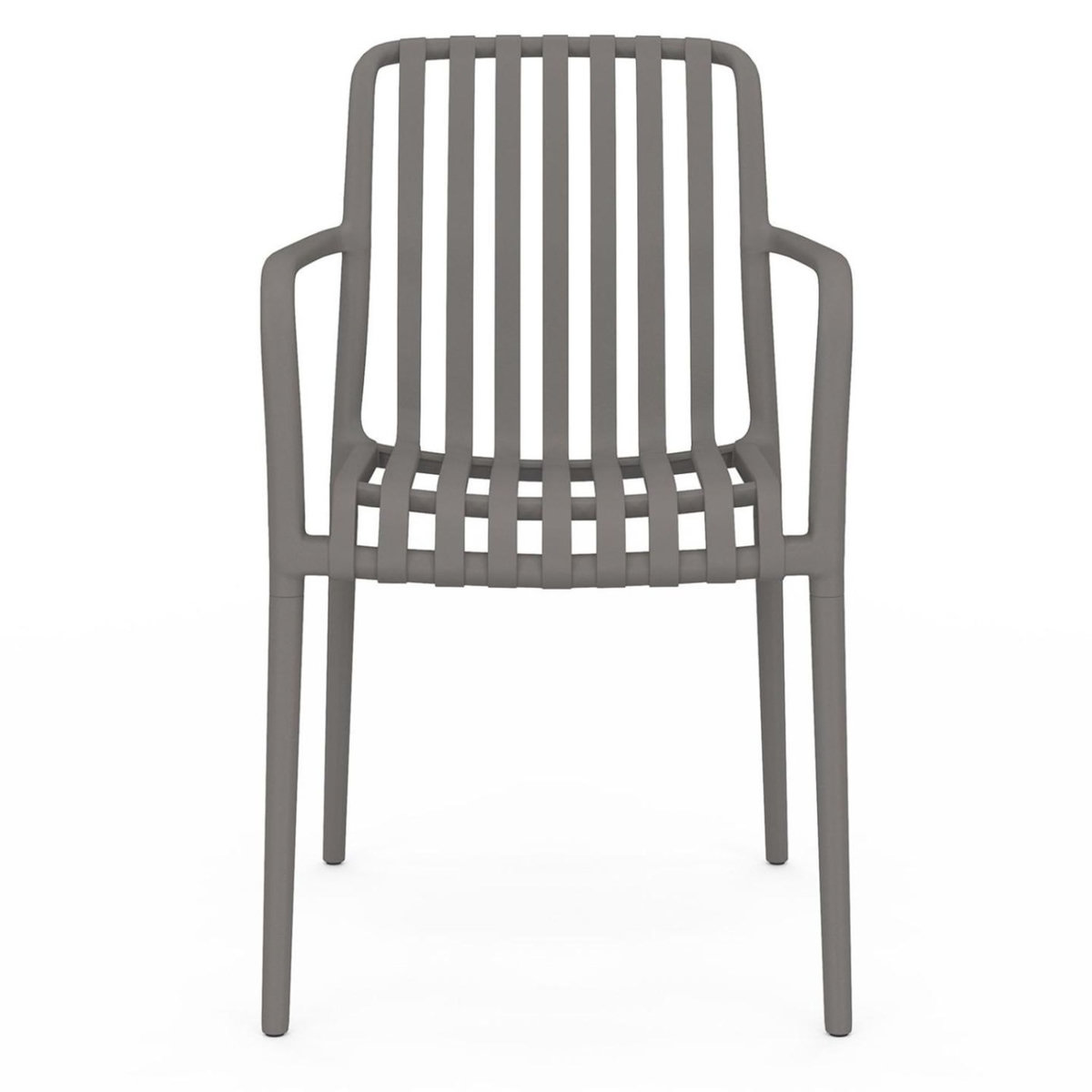 ID MARKET Lot de 4 chaises de jardin empilables BILBAO en polypropylène gris anthracite