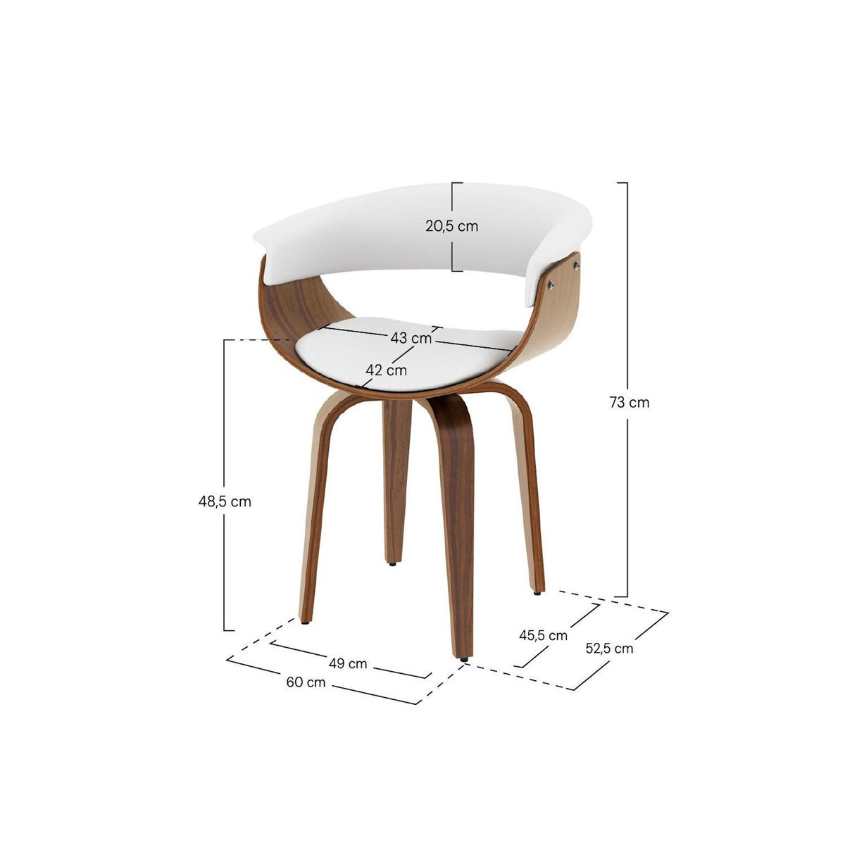 Rendez vous déco Chaise en cuir synthétique blanc-Piada