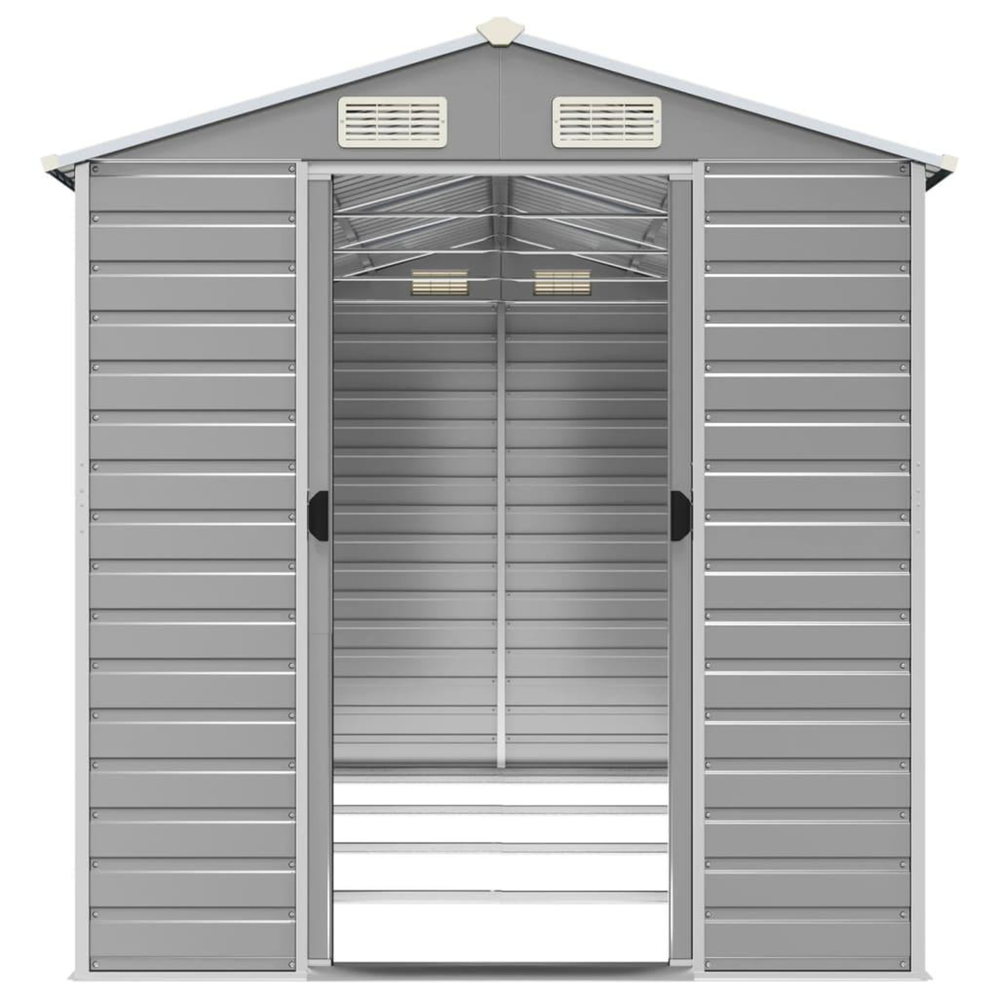 Voir la diapositive 5 : VIDAXL Abri de jardin gris clair 191x385x198 cm acier galvanise