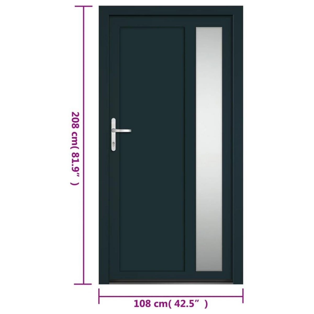 VIDAXL Porte d'entree anthracite 108x208 cm PVC
