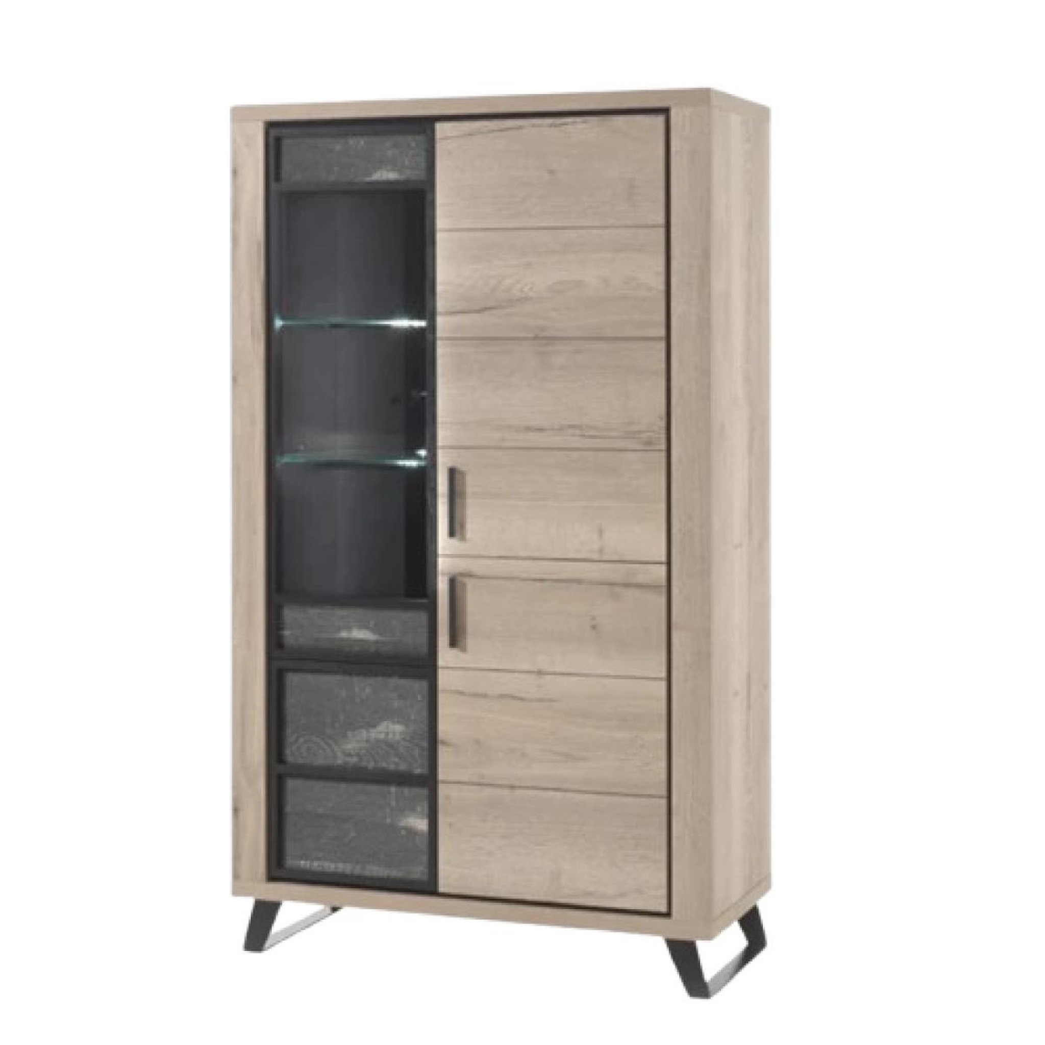 JLC KREATION Vitrine contemporaine 4 portes dont 1 vitrée + LED PERO