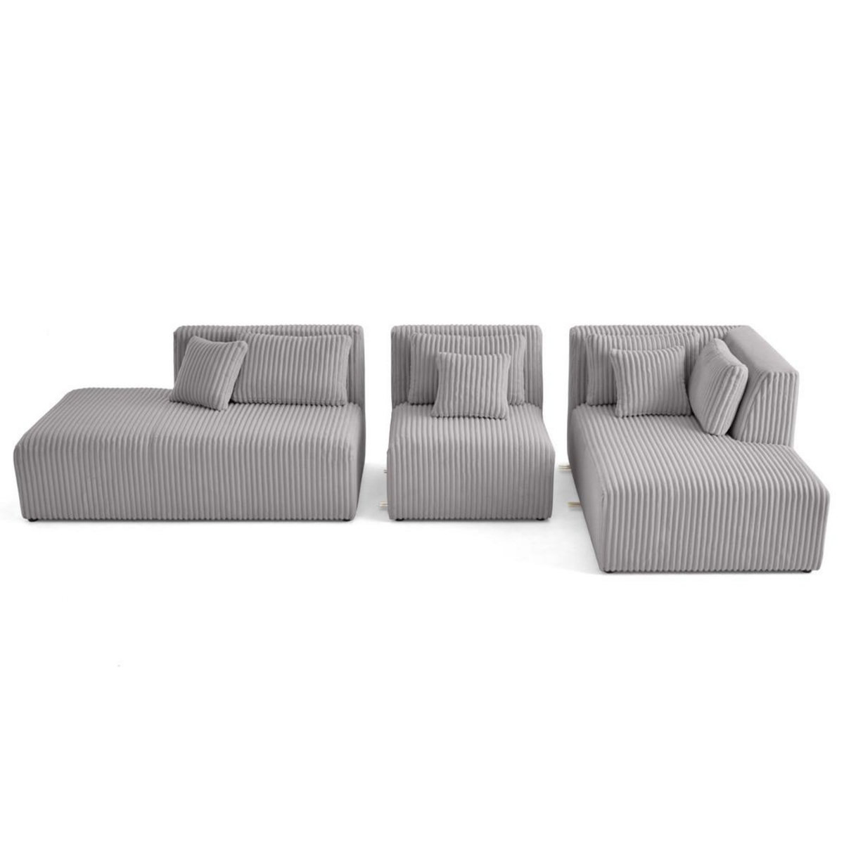 LISA DESIGN Victoire - canapé modulable d'angle droit 5 places en velours côtelé grosses côtes