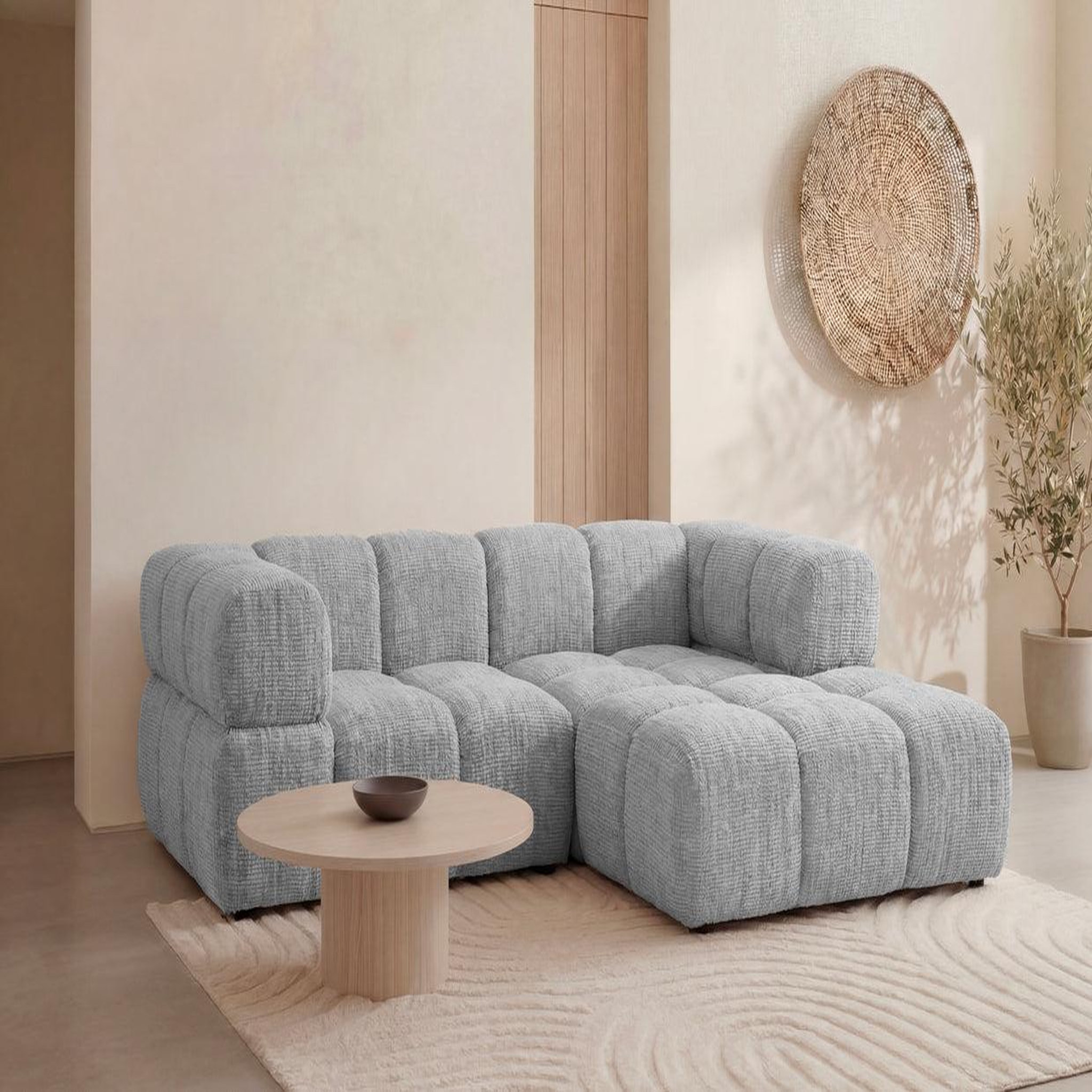 Voir la diapositive 2 : CASANOVA PARIS Gustave - canapé d'angle tissu chenille 4 places