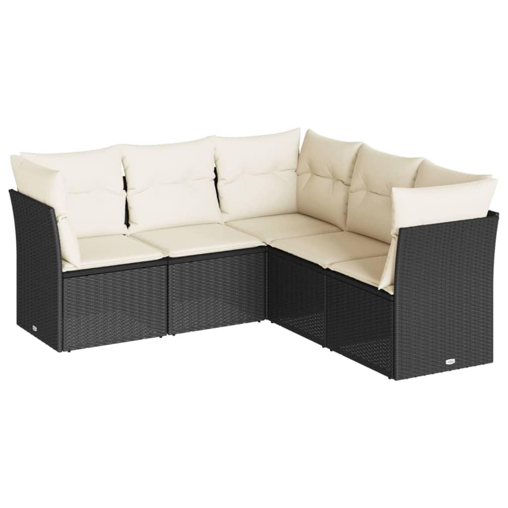 Voir la diapositive 2 : VIDAXL Salon de jardin 5 pcs avec coussins noir resine tressee