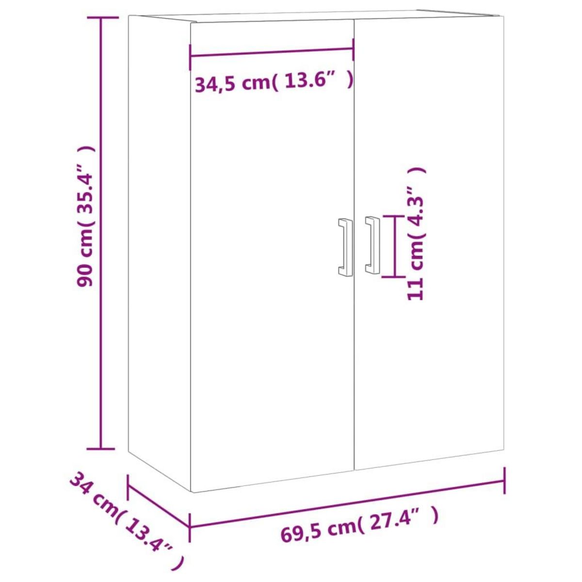 VIDAXL Armoire murale gris beton 69,5x34x90 cm