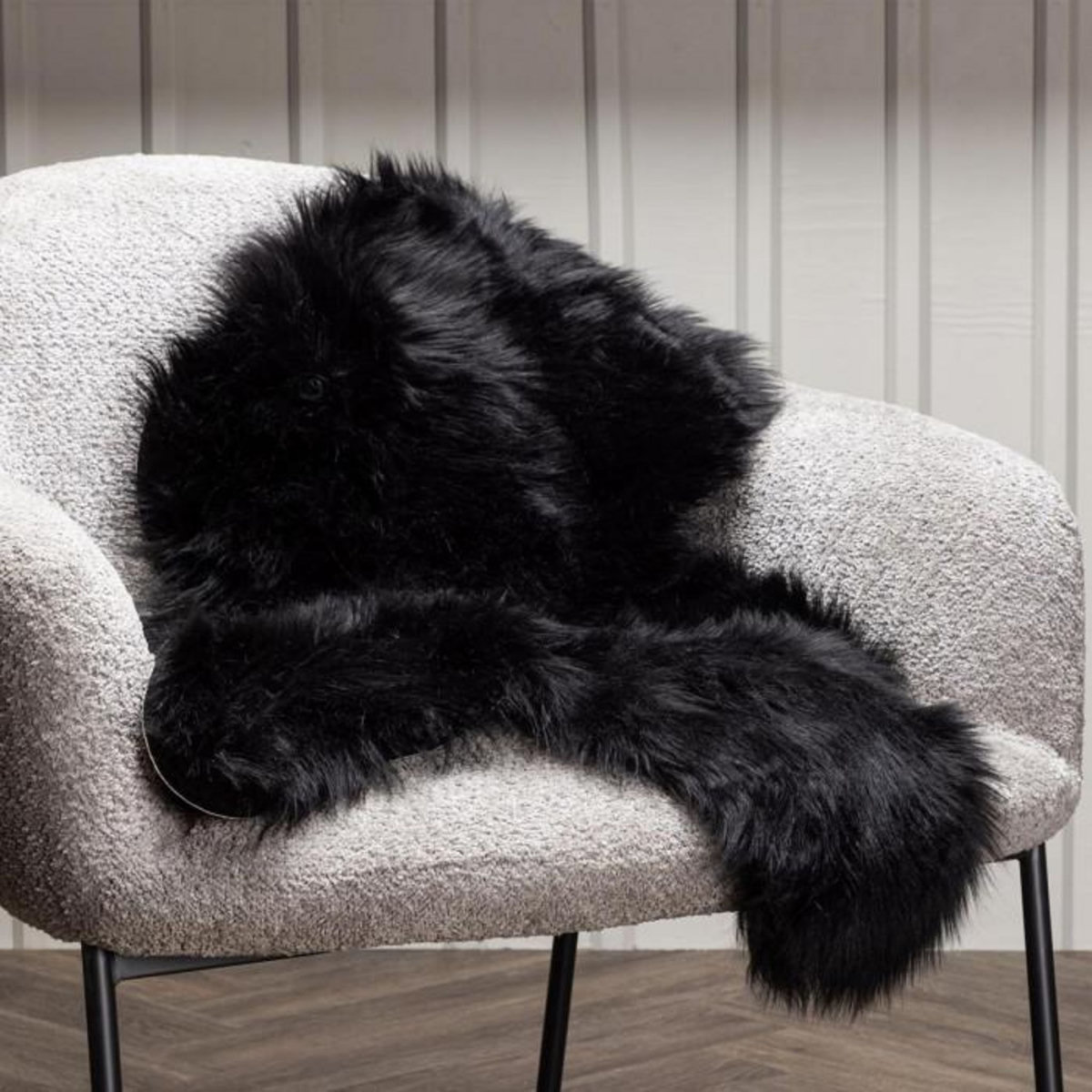 Paris Prix Tapis Imitation Fourrure  Katy  60x90cm Noir