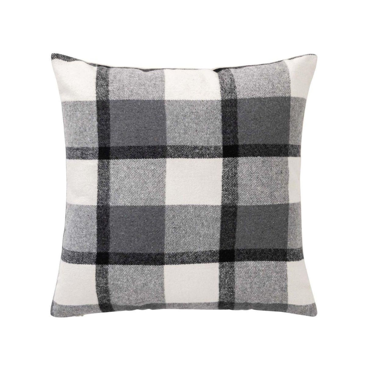 Paris Prix Coussin Tartan en Velours  Ecossais  45x45cm Anthracite
