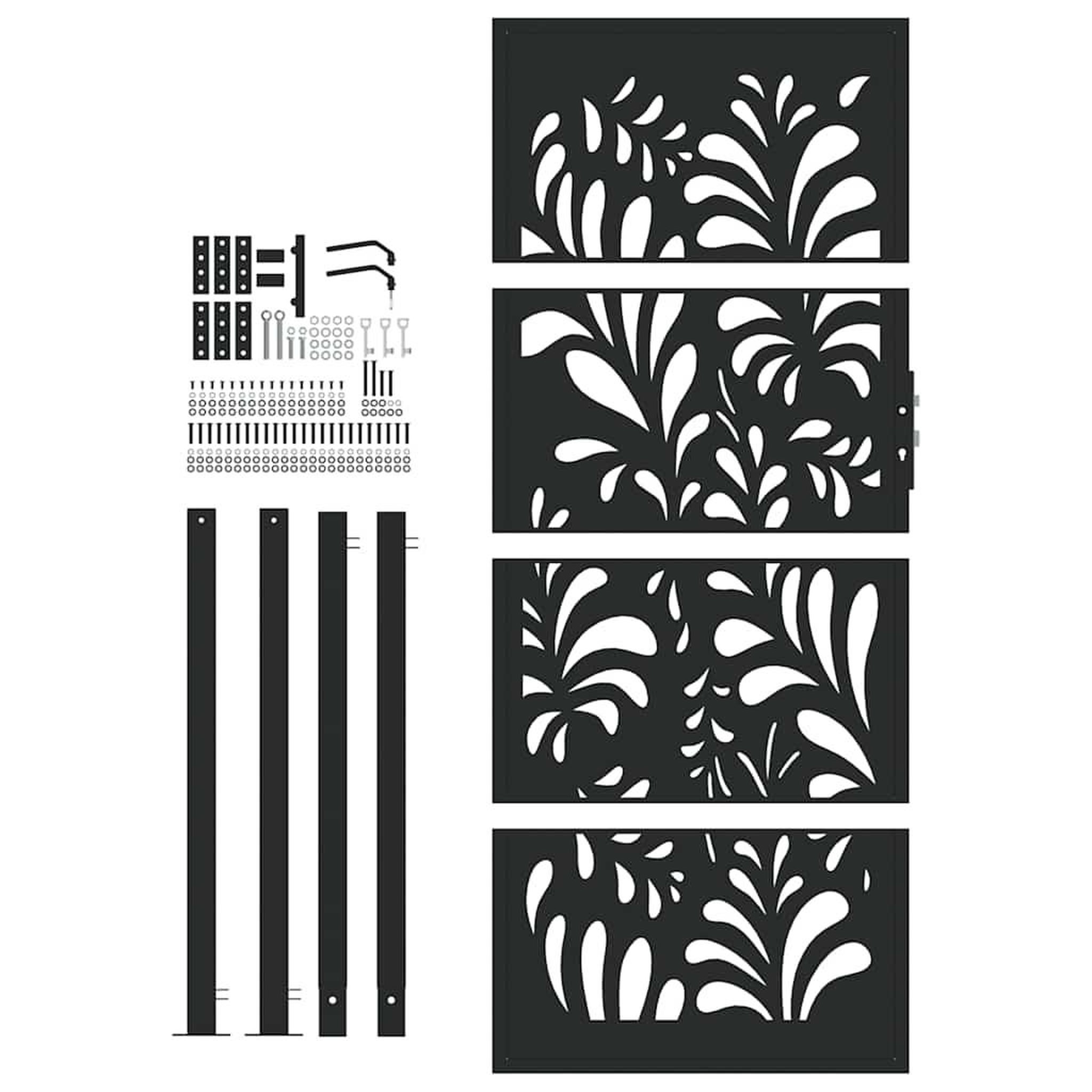 Voir la diapositive 4 : VIDAXL Portail de jardin noir 105x205 cm acier conception de vagues