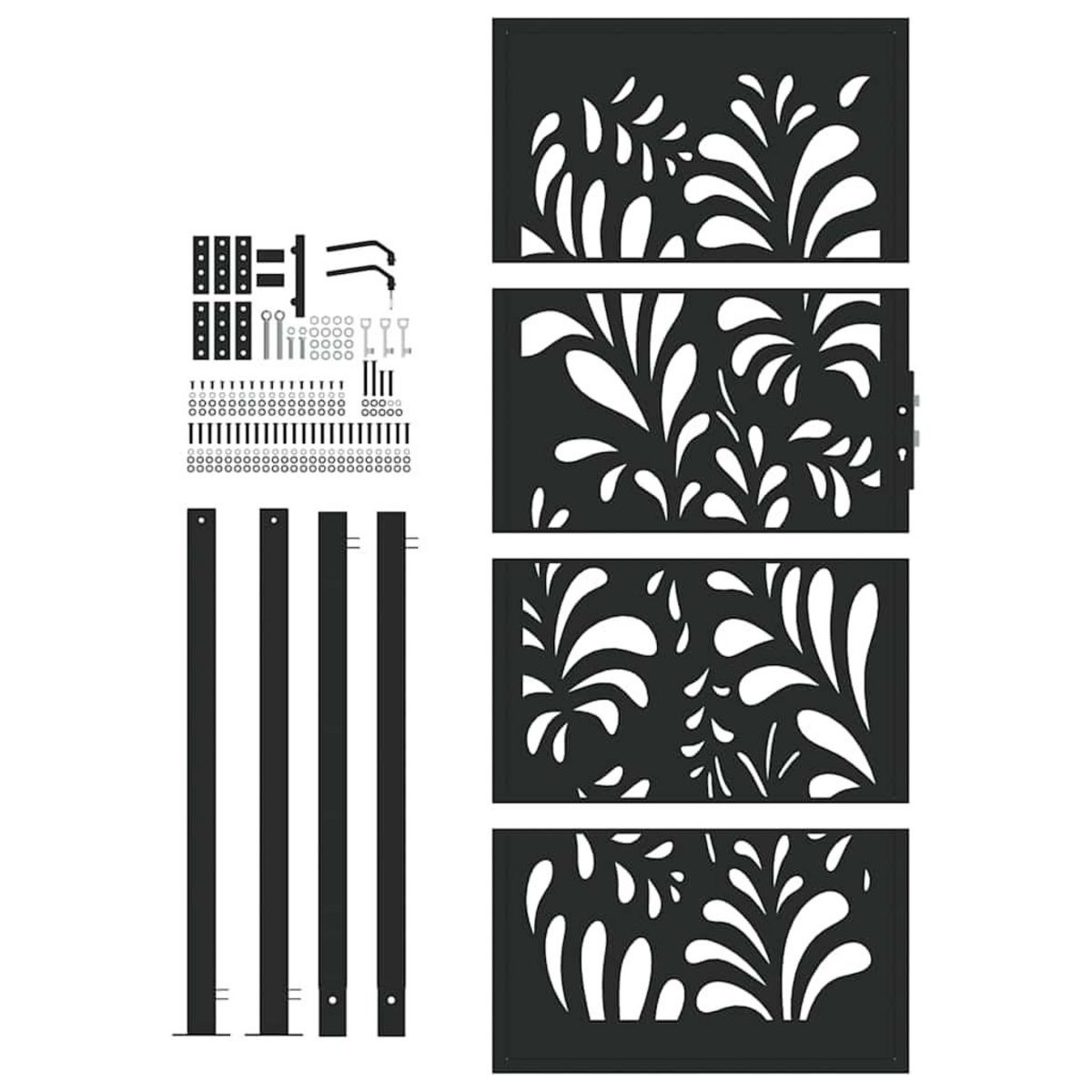 VIDAXL Portail de jardin noir 105x205 cm acier conception de vagues