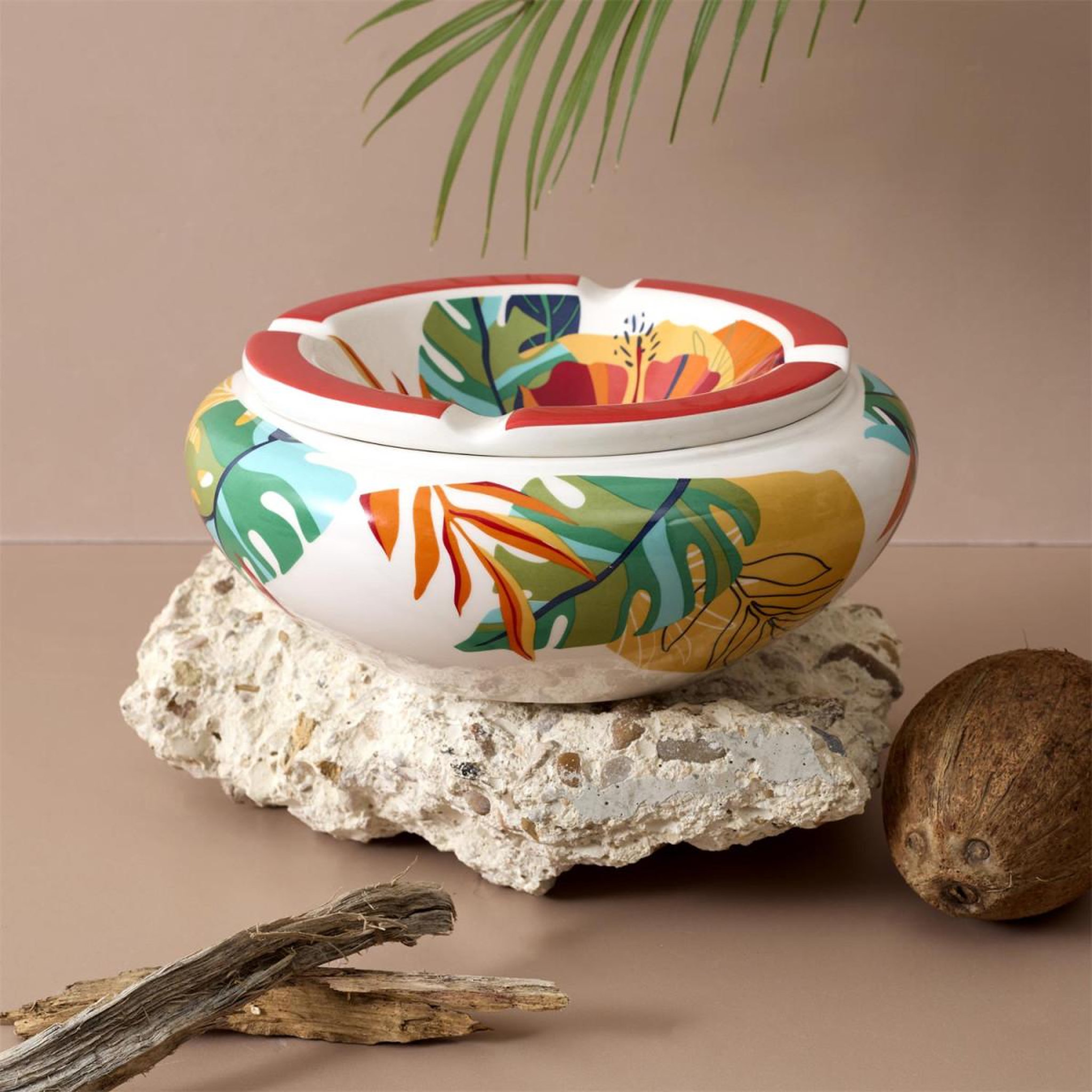 Voir la diapositive 4 : The Home Deco Factory Cendrier xxl en céramique  floral  24cm multicolore