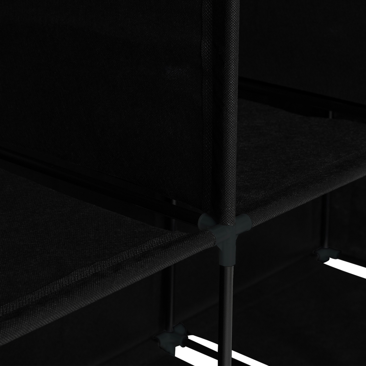 ID MARKET Grande armoire de rangement penderie pliable vêtements en tissu noir dressing DOUBLE XXL
