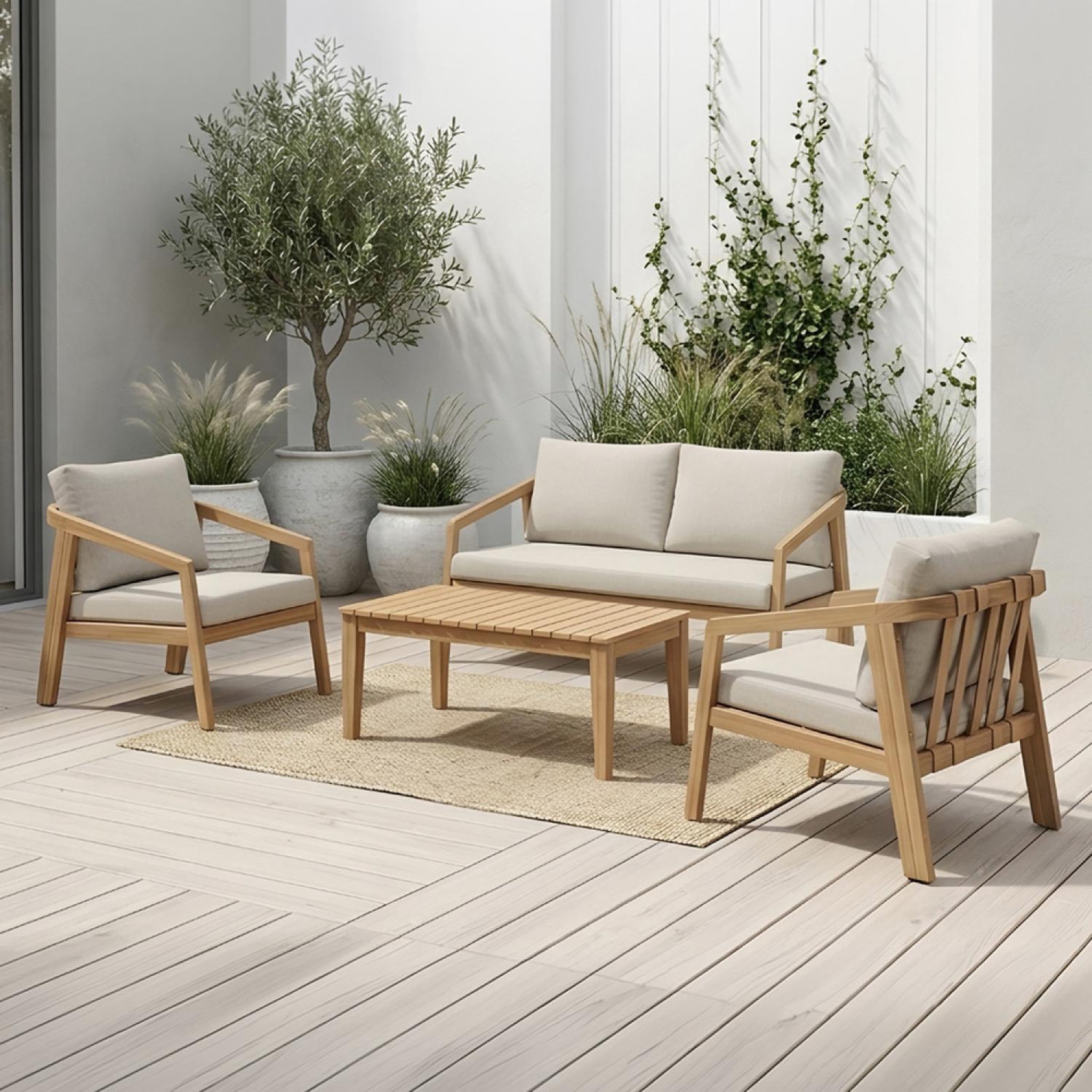 Voir la diapositive 2 : CONCEPT USINE Salon de jardin 4 places en acacia sapa