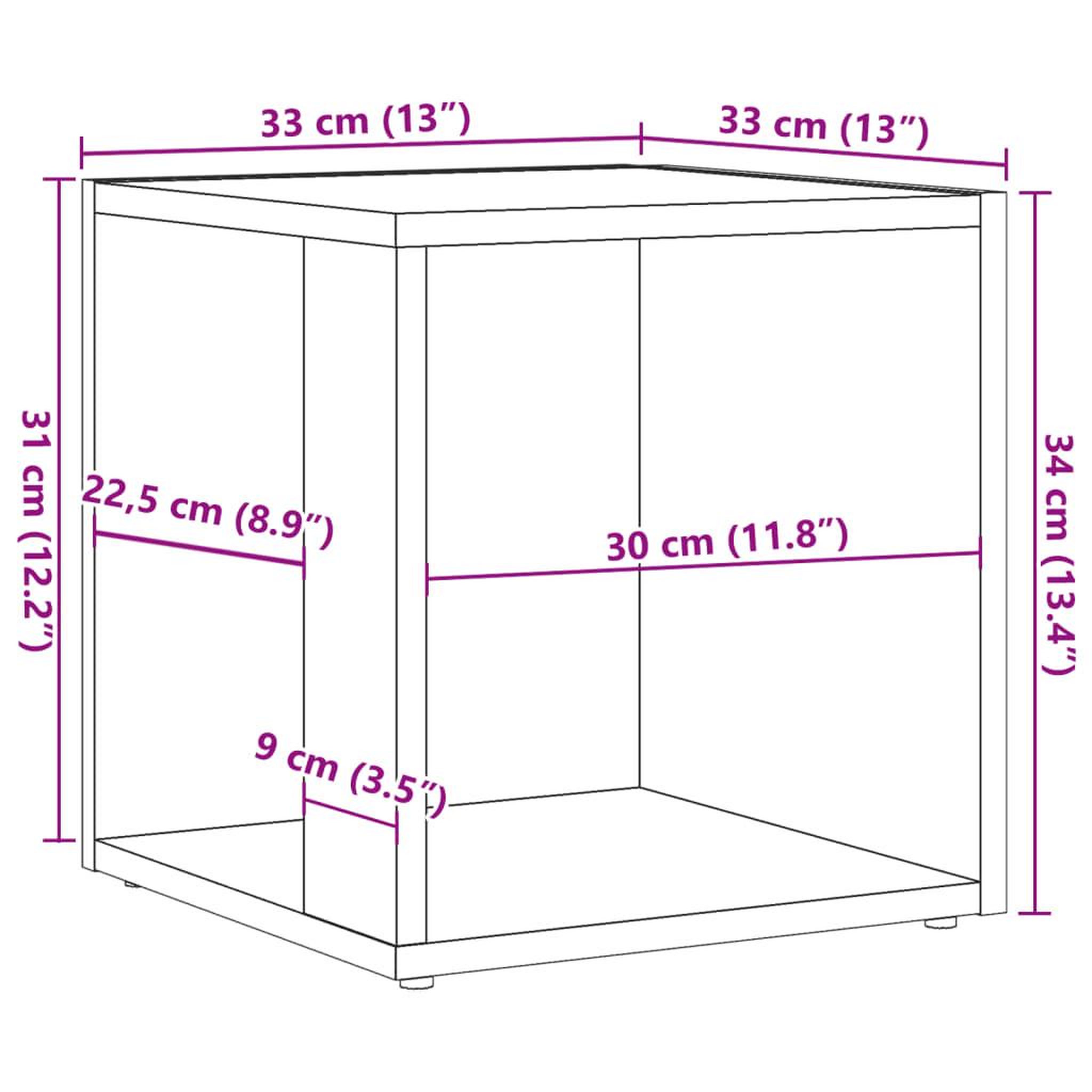 Voir la diapositive 6 : VIDAXL Table d'appoint vieux bois 33x33x34 cm bois d'ingenierie