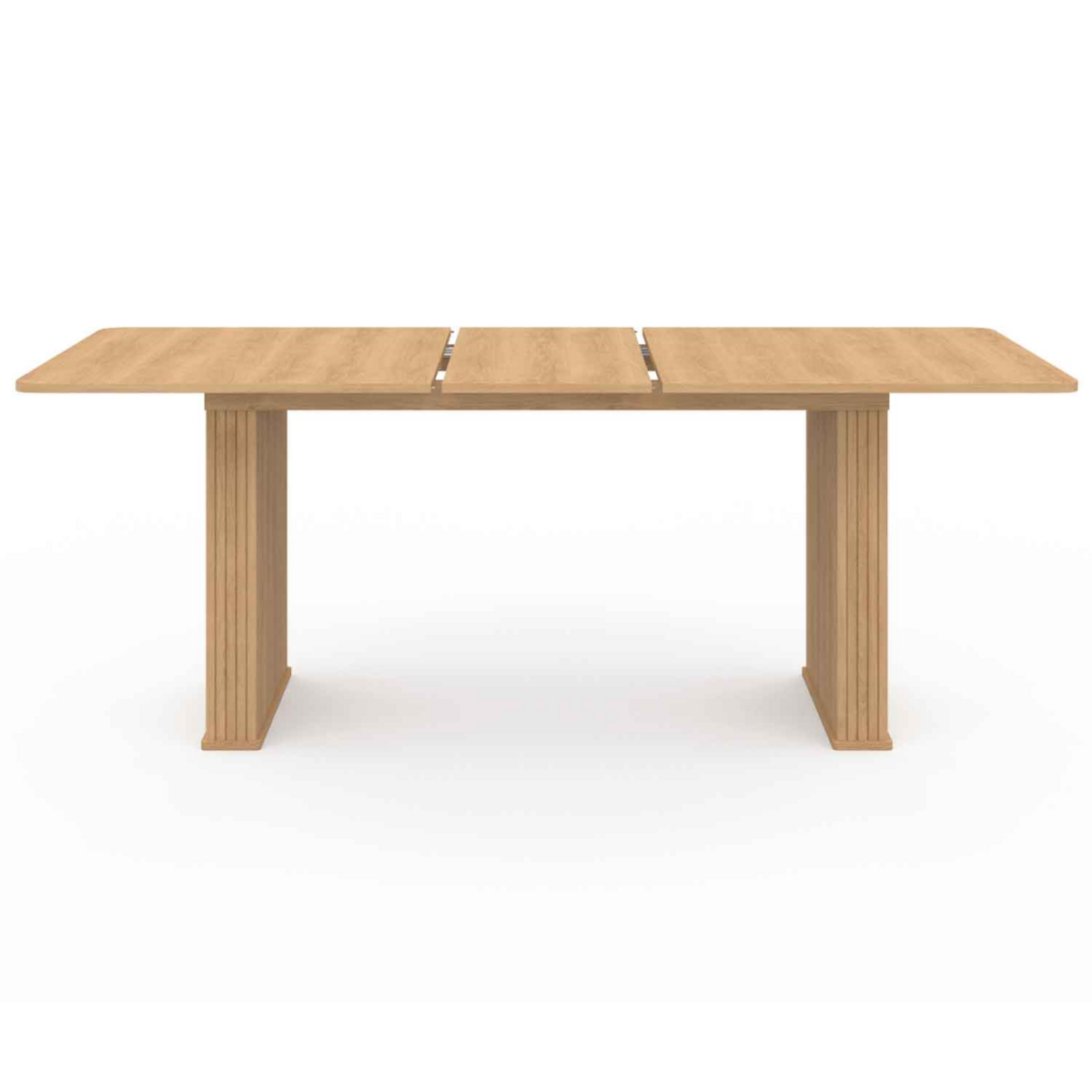 ID MARKET Table à manger extensible rectangle JULIETTE 6-10 personnes pieds lattes tasseau bois coloris chêne 160-200cm