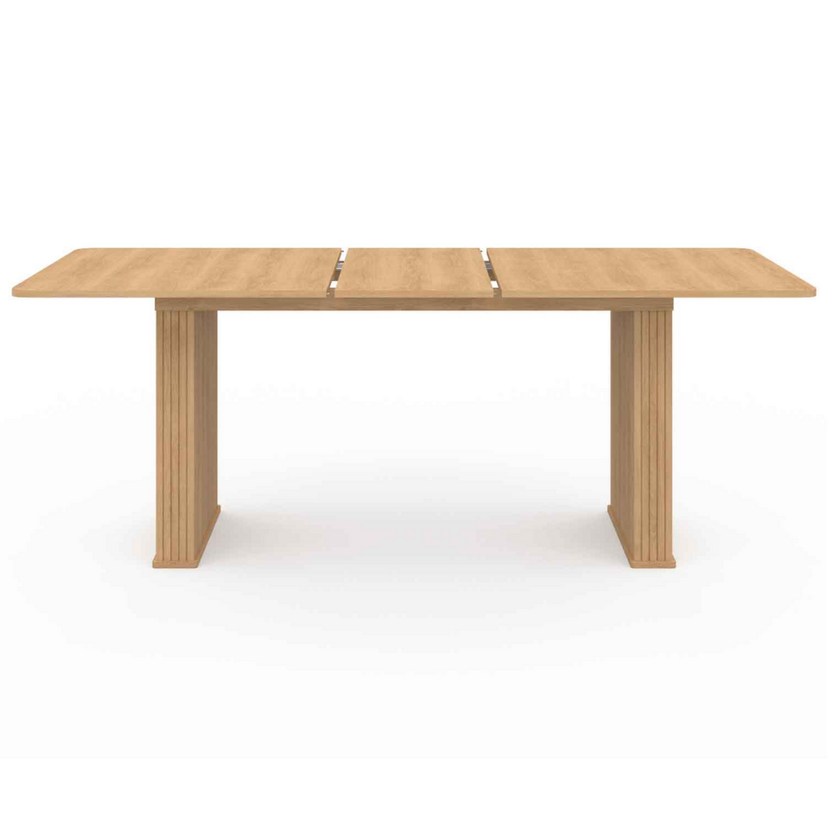 ID MARKET Table à manger extensible rectangle JULIETTE 6-10 personnes pieds lattes tasseau bois coloris chêne 160-200cm