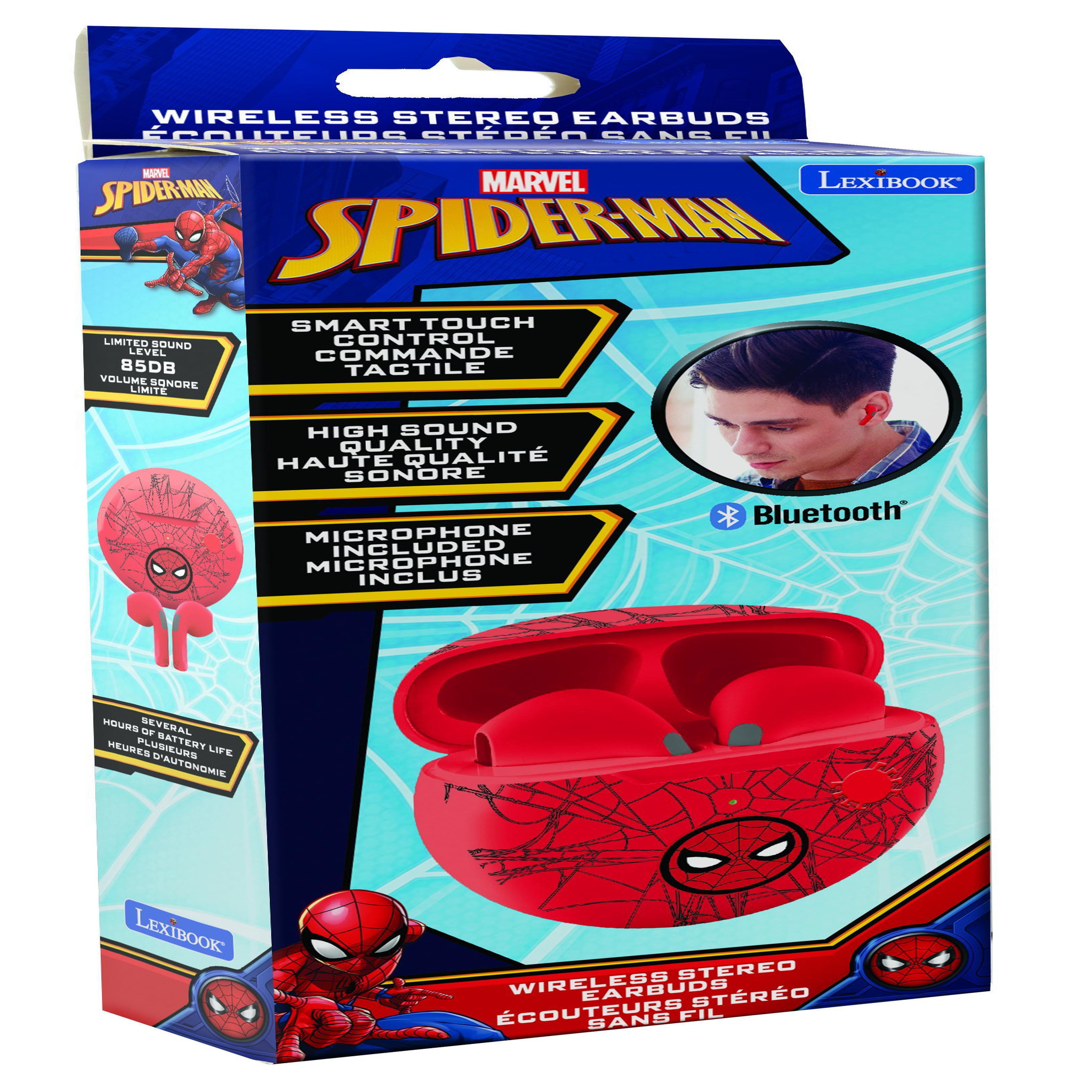 Voir la diapositive 5 : Lexibook Écouteurs sans fil Bluetooth SpiderMan avec étui de chargement et de rangement
