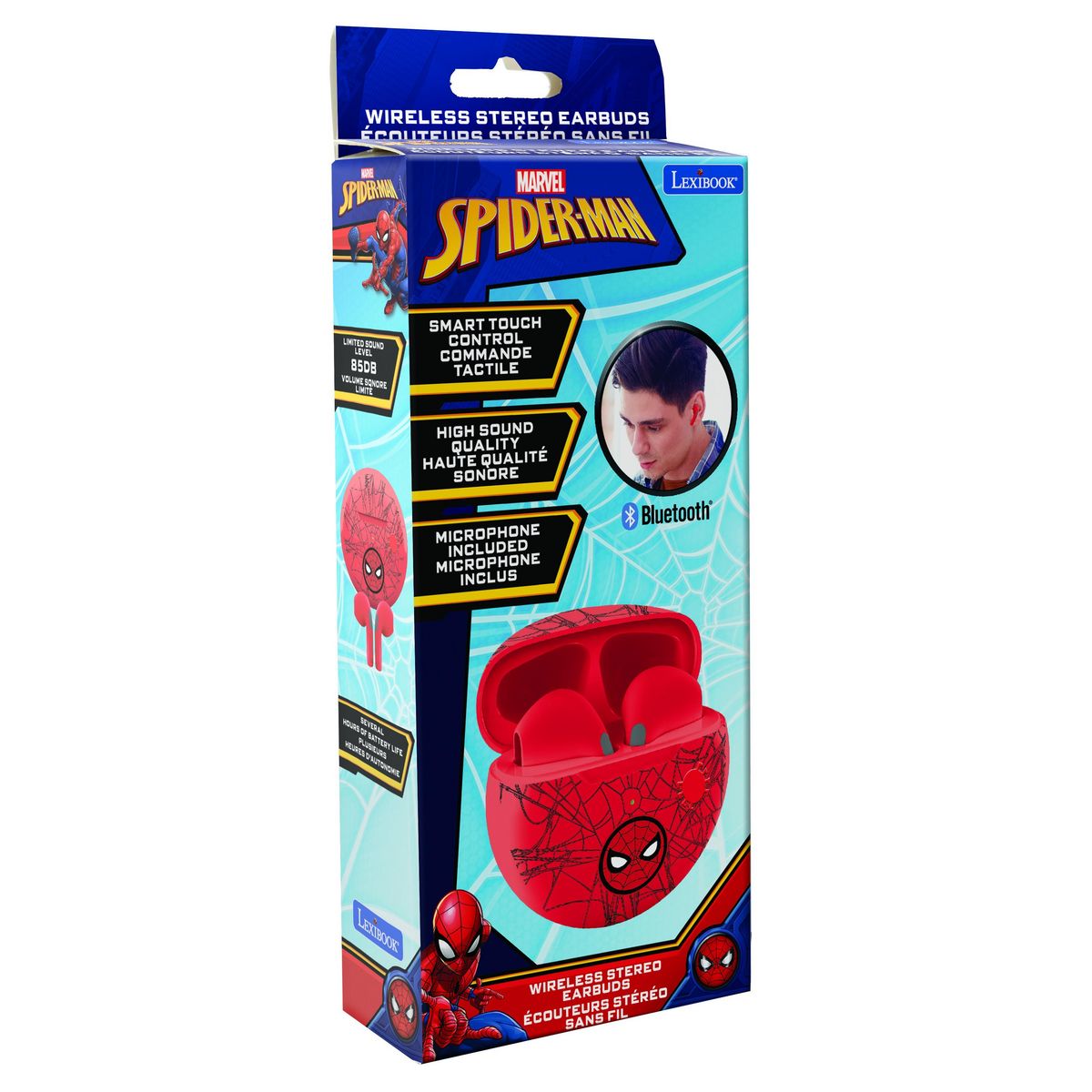 Lexibook Écouteurs sans fil Bluetooth SpiderMan avec étui de chargement et de rangement