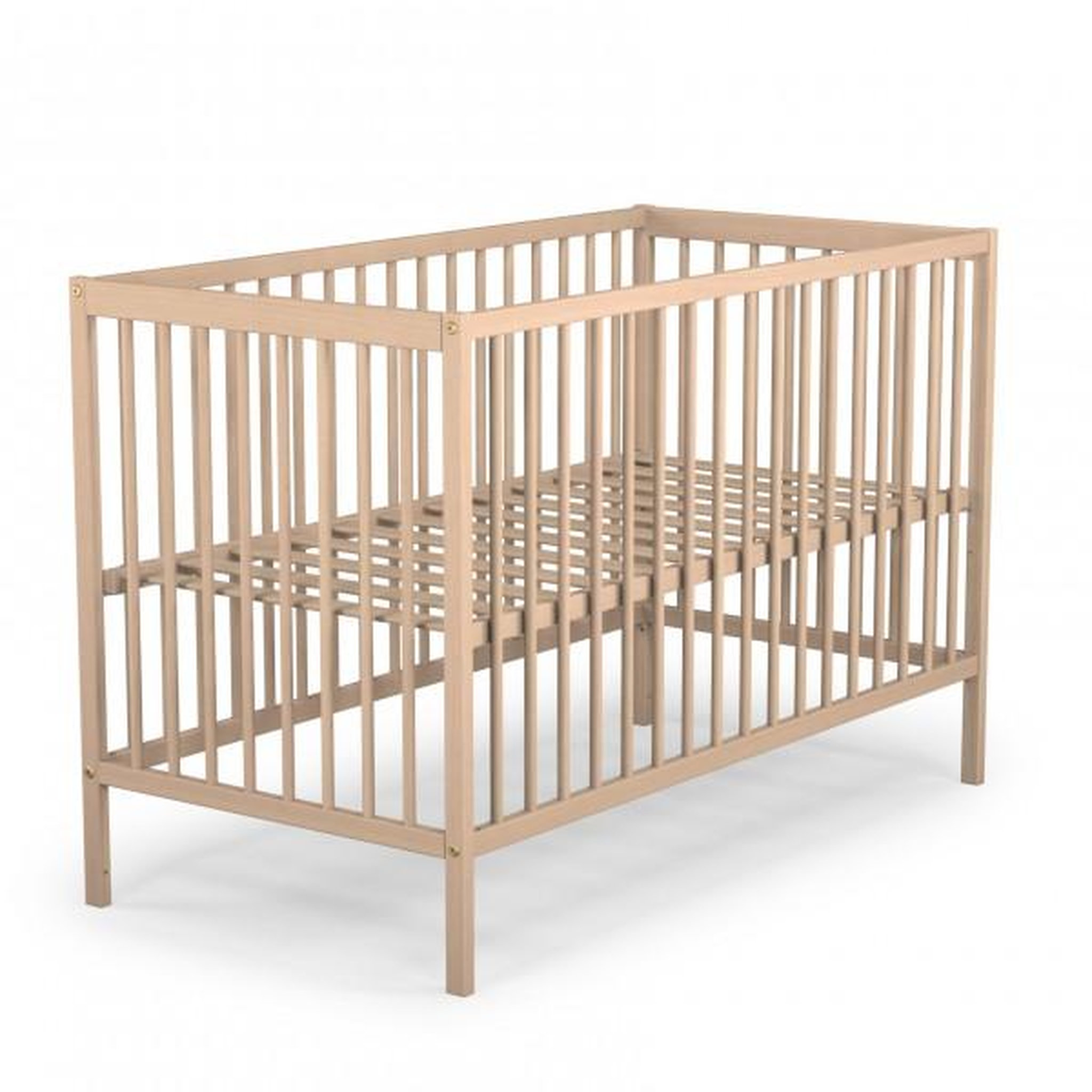 Voir la diapositive 3 : AT4 Lit bébé à barreaux Bois massif 60 x 120 cm ESSENTIEL Hêtre Brut