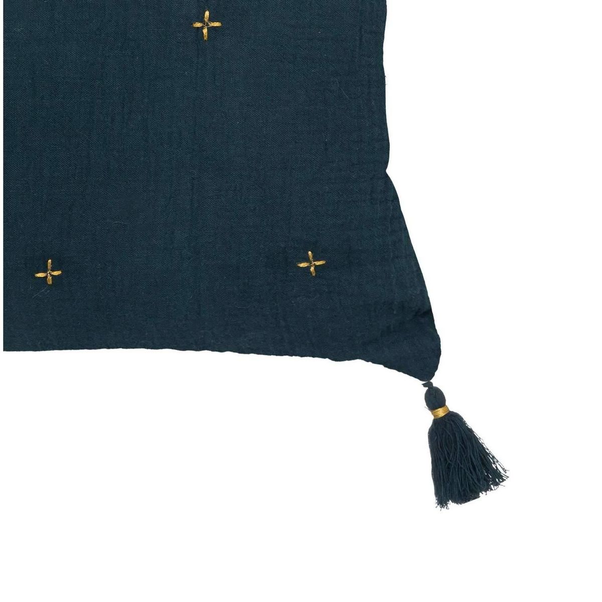 ATMOSPHERA Lot de 2 coussins de chaise brodés rectangulaires Starke - 40 x 40 cm - Bleu nuit