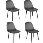 DIVERS Lot de 4 Chaises de table design velours Inoui. Coloris disponibles : Vert, Gris, Noir, Rouge