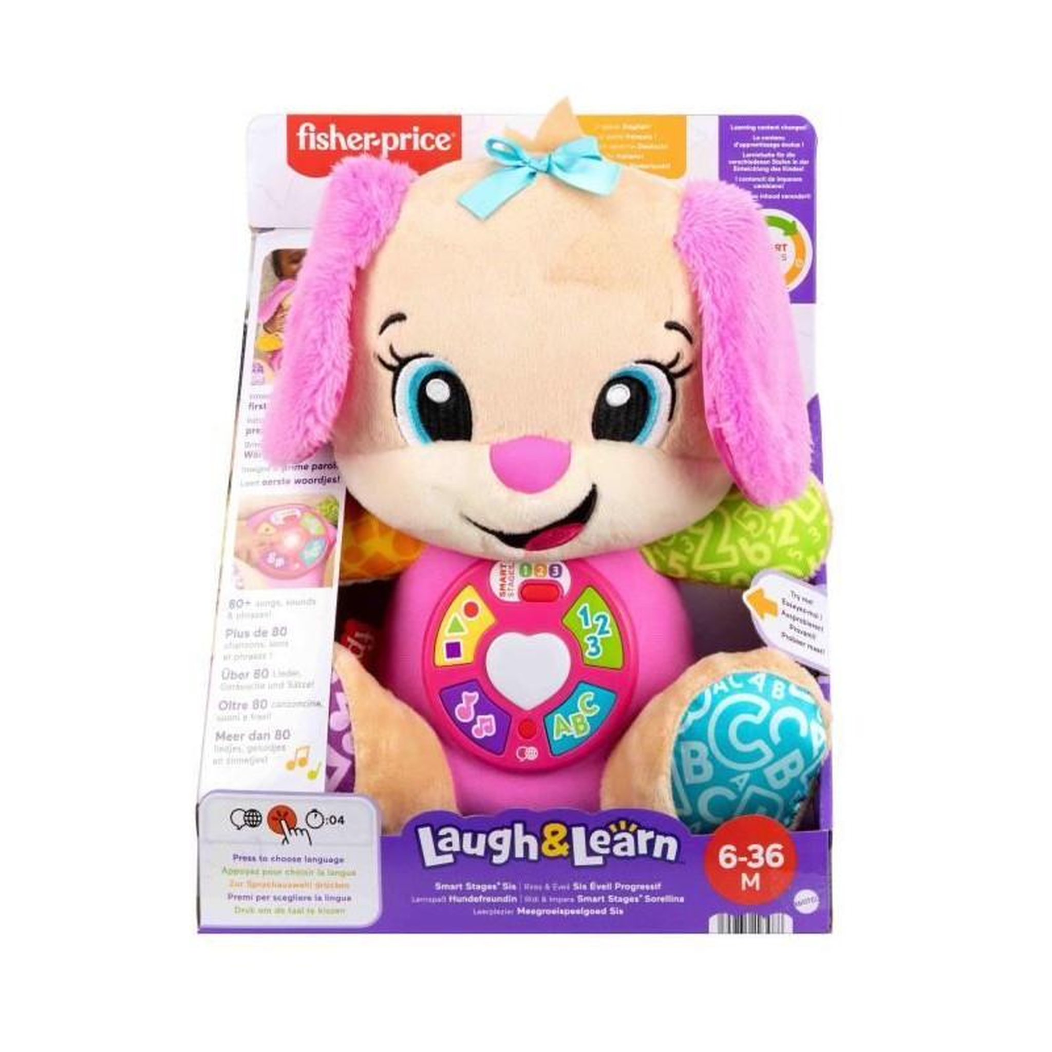 Voir la diapositive 3 : Fischer Peluche musicale interactive Fischer Sis Éveil Progressif rose