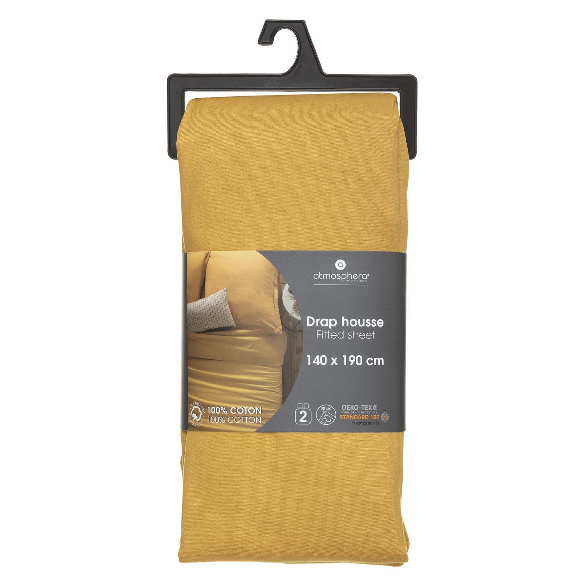 Voir la diapositive 1 : ATMOSPHERA Drap housse bonnet 30 cm 100% coton 2 places