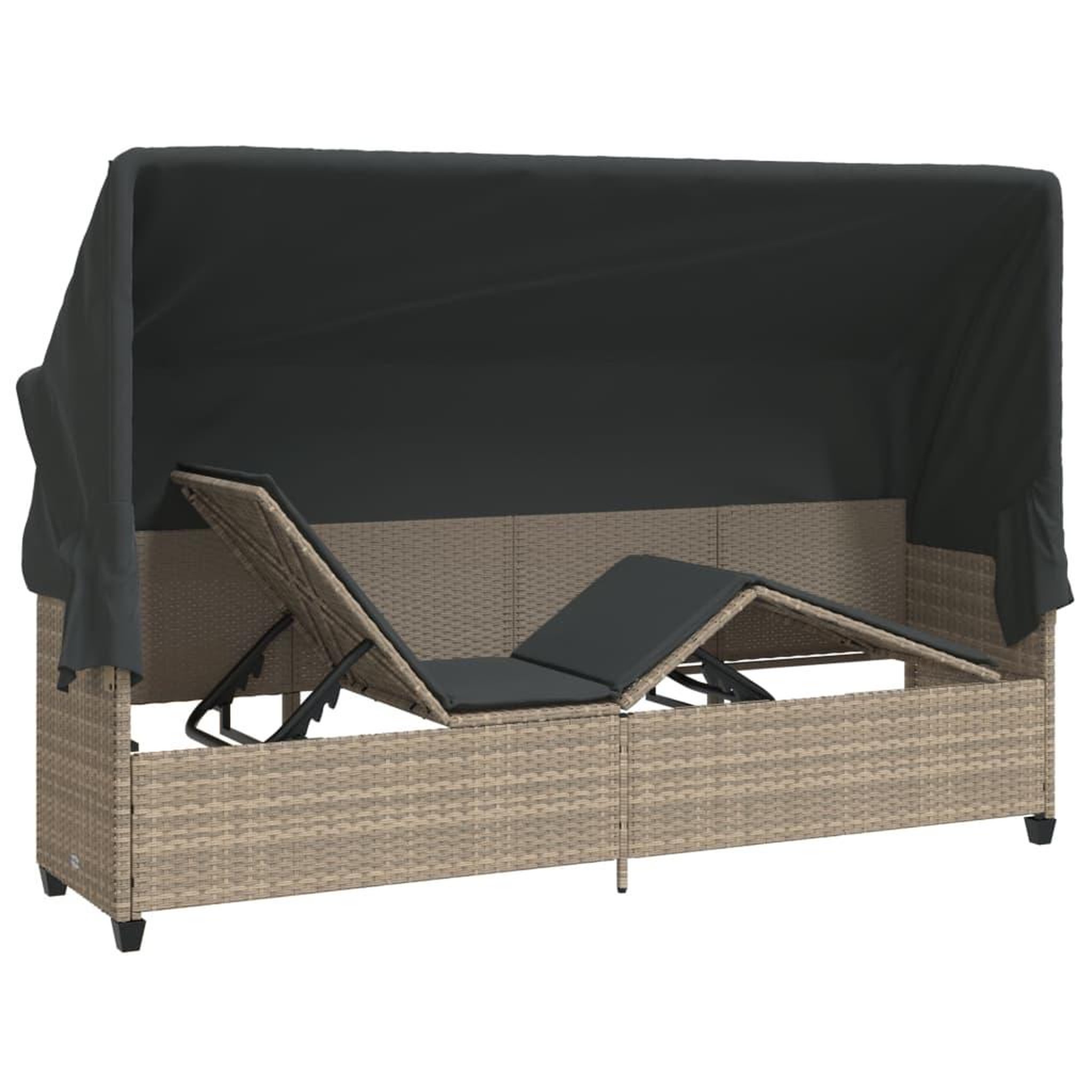 Voir la diapositive 5 : VIDAXL Chaise longue avec auvent et coussins gris clair resine tressee