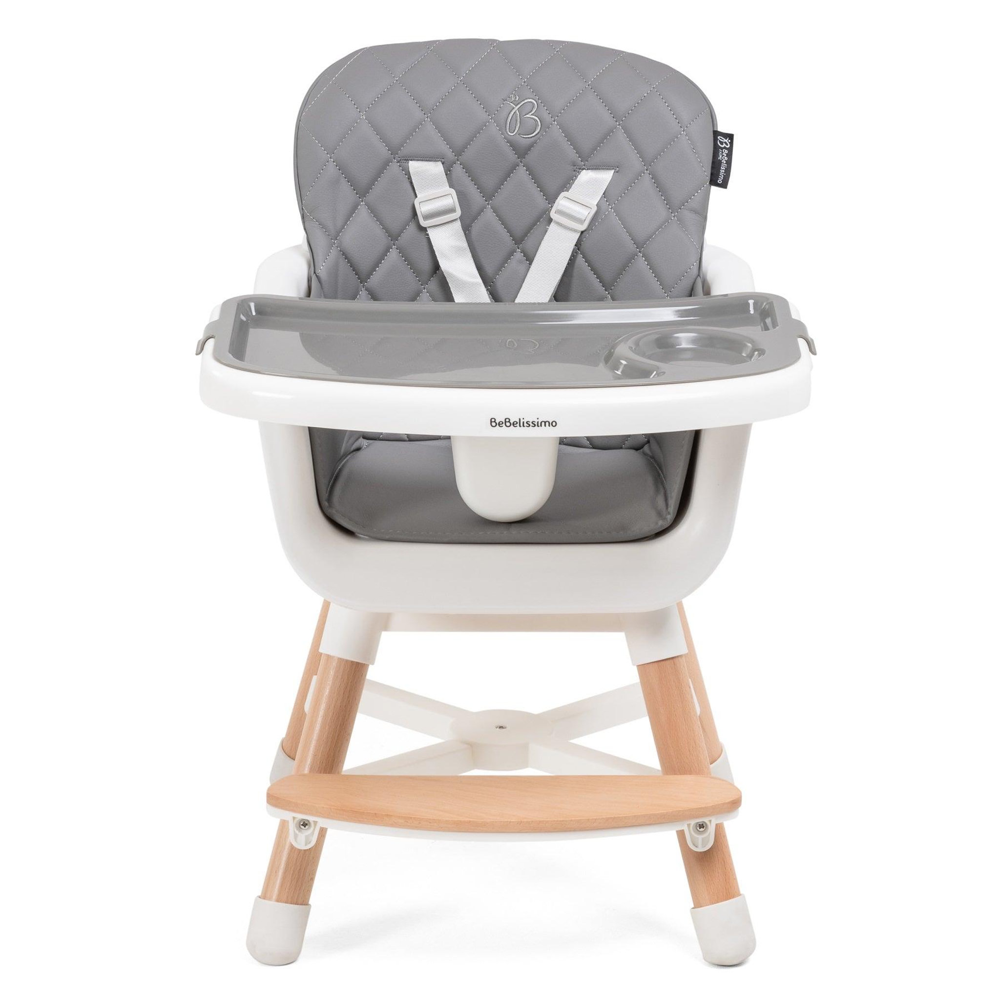 Voir la diapositive 3 : BEBELISSIMO Bebelissimo - Chaise haute 2 en 1 - Evolutive - Réglable - bois de Hêtre - PU cuir - gris foncé -HA-032 - new design