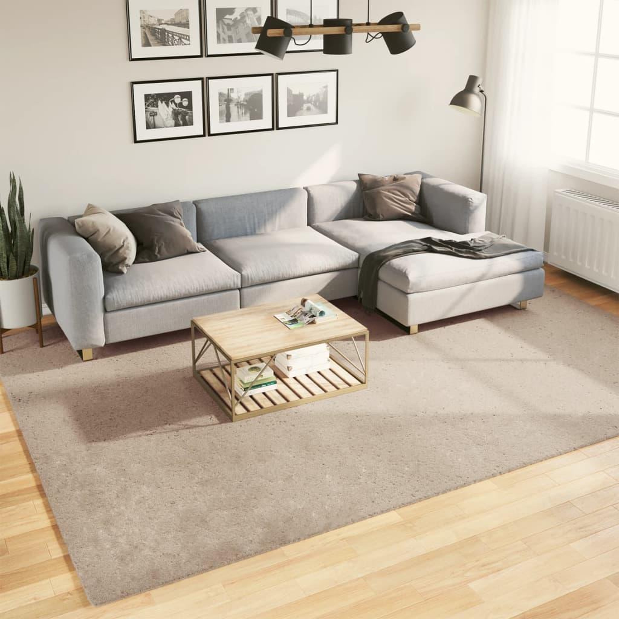 VIDAXL Tapis HUARTE a poils courts doux et lavable sable 240x340 cm