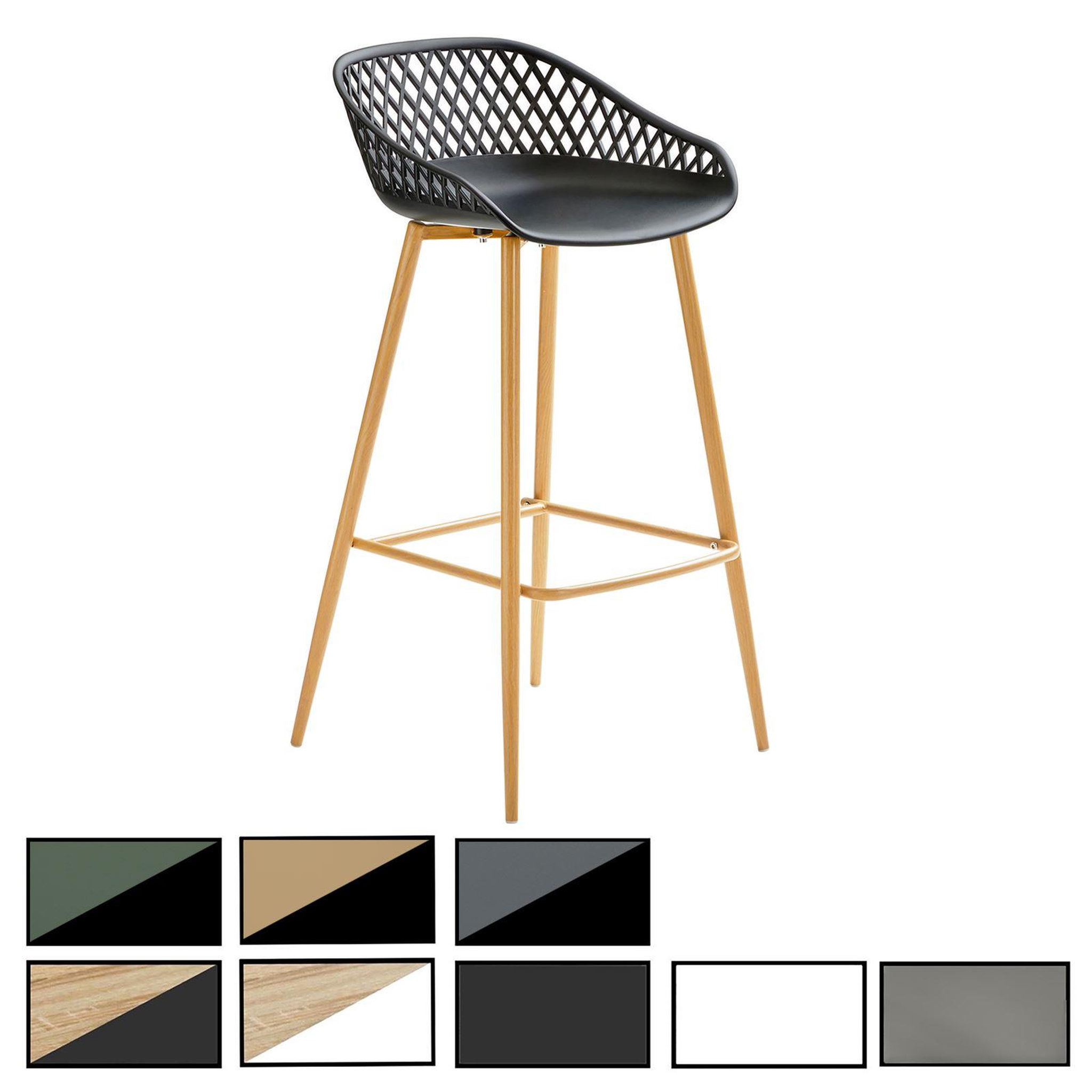 IDIMEX Lot de 2 tabourets de bar IREK, en plastique. Coloris disponibles : Blanc, Noir, Vert, Bicolore