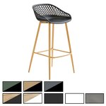 IDIMEX Lot de 2 tabourets de bar IREK, en plastique. Coloris disponibles : Blanc, Noir, Vert, Bicolore