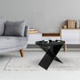 The Home Deco Factory Table d'appoint pieds en croix avec plateau - L.46 x H.48 cm - Noir