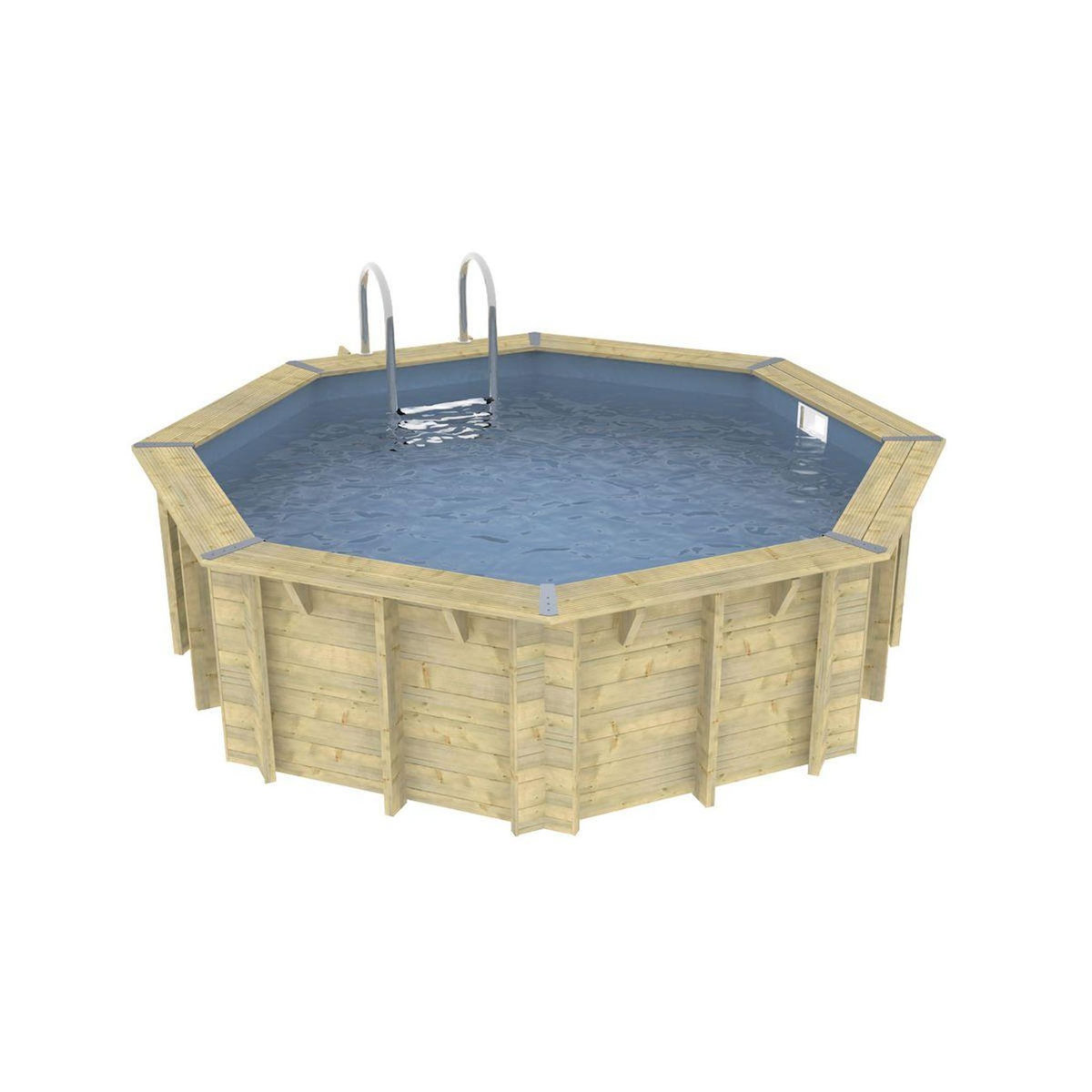 UBBINK Piscine hors so lbois octogonale  - 430x120cm - Liner Bleu -OCEA